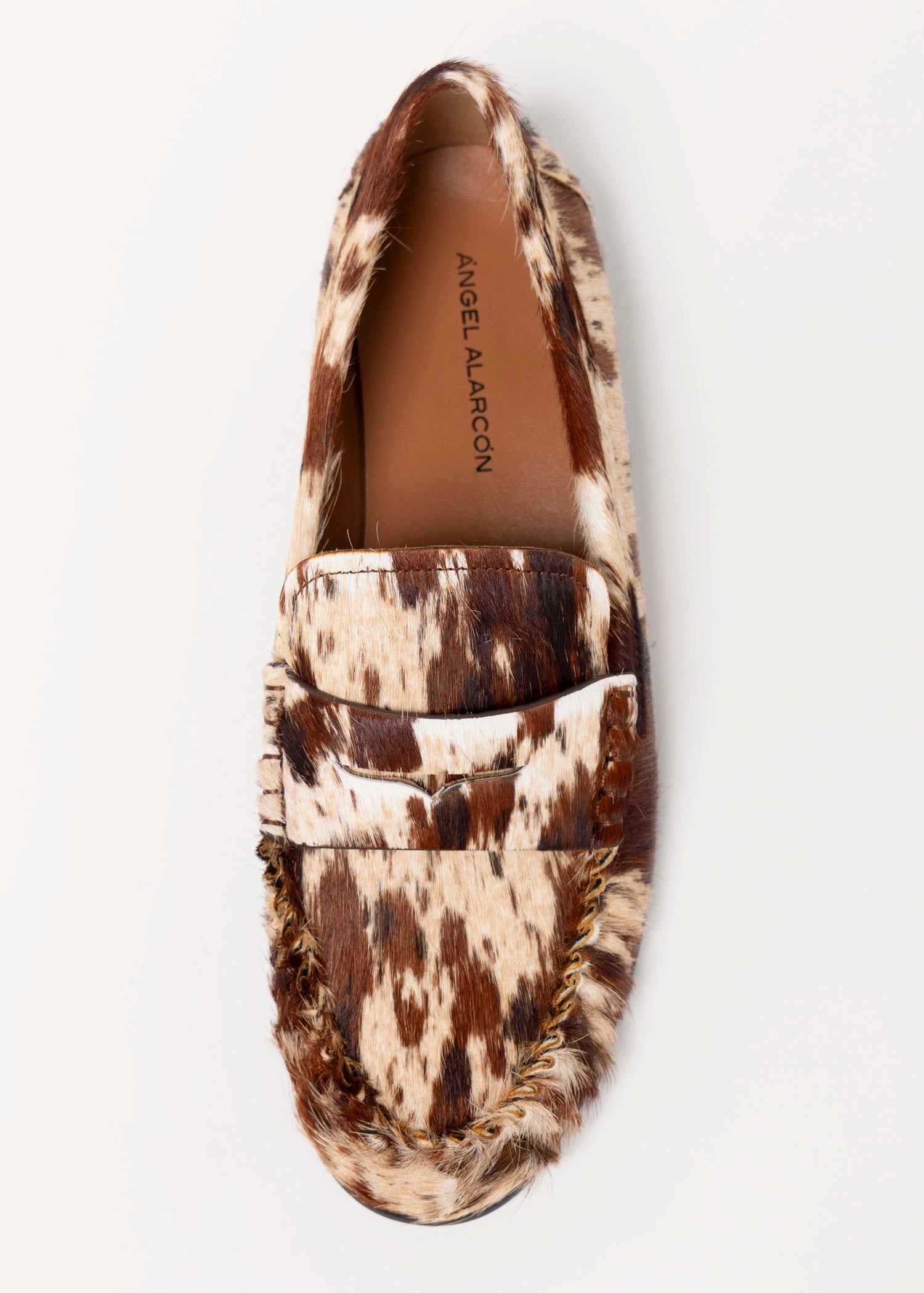 swatch_Brown Spotted Haircalf l'idea ruched penny loafer