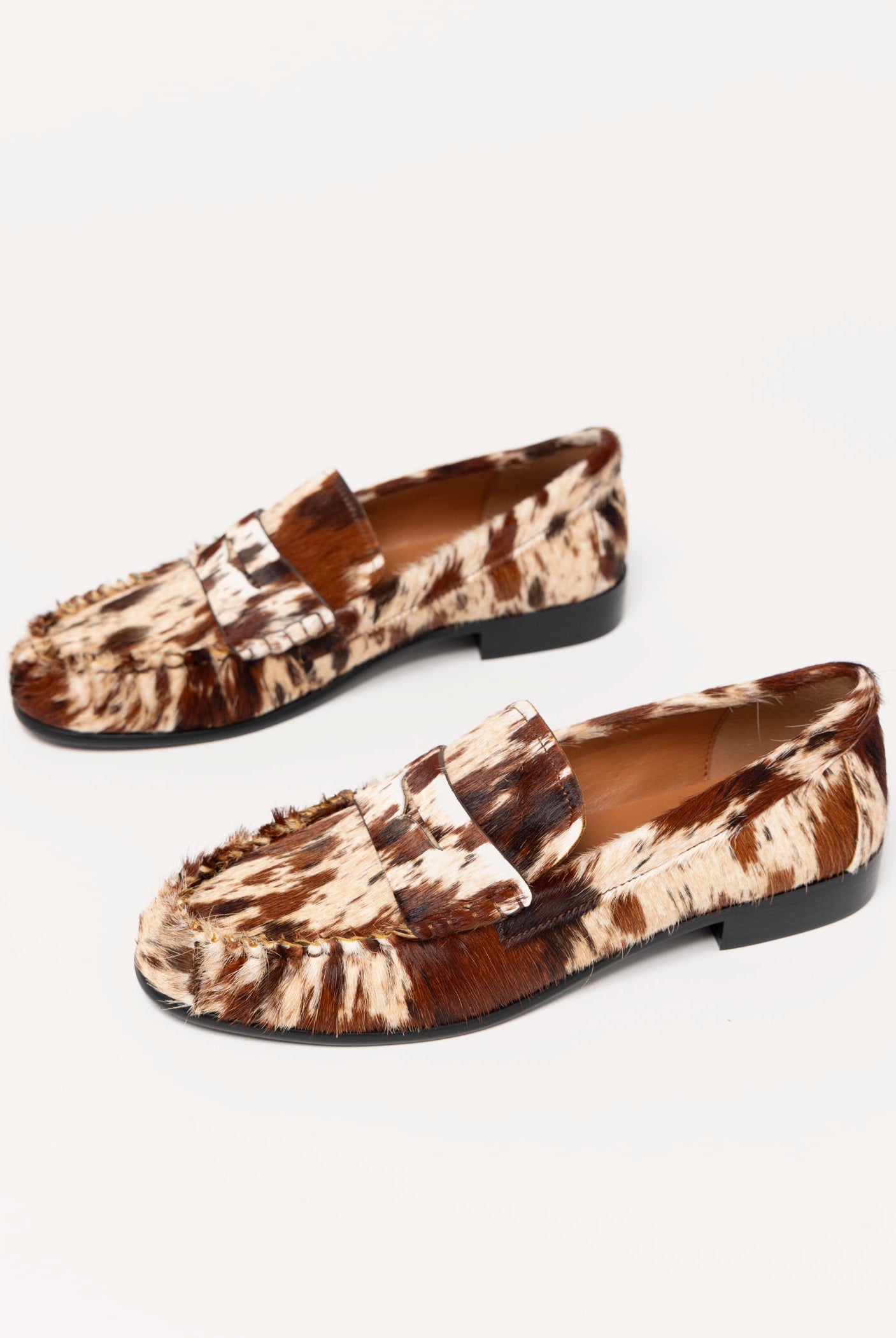 swatch_Brown Spotted Haircalf l'idea ruched penny loafer