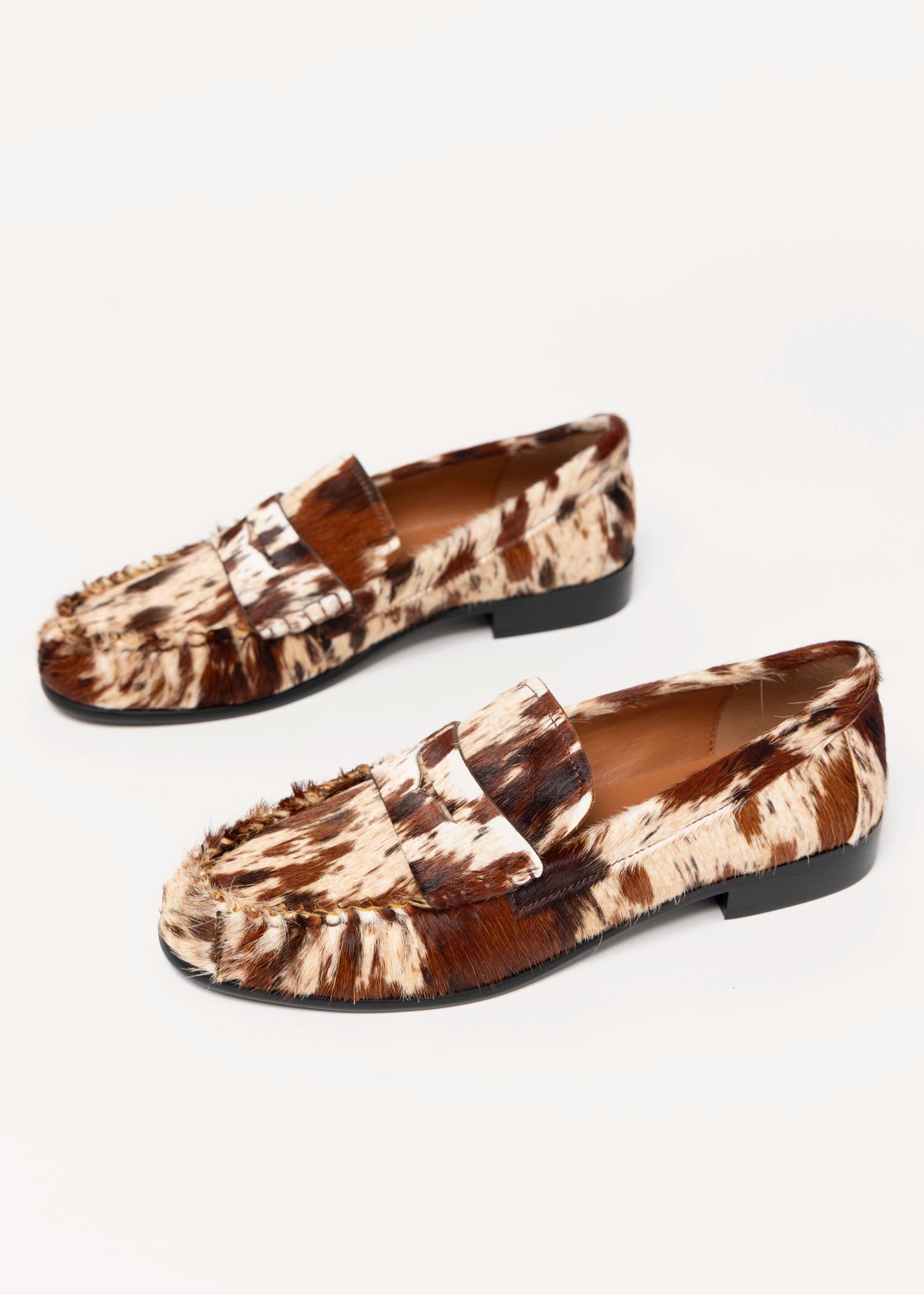 swatch_Brown Spotted Haircalf l'idea ruched penny loafer