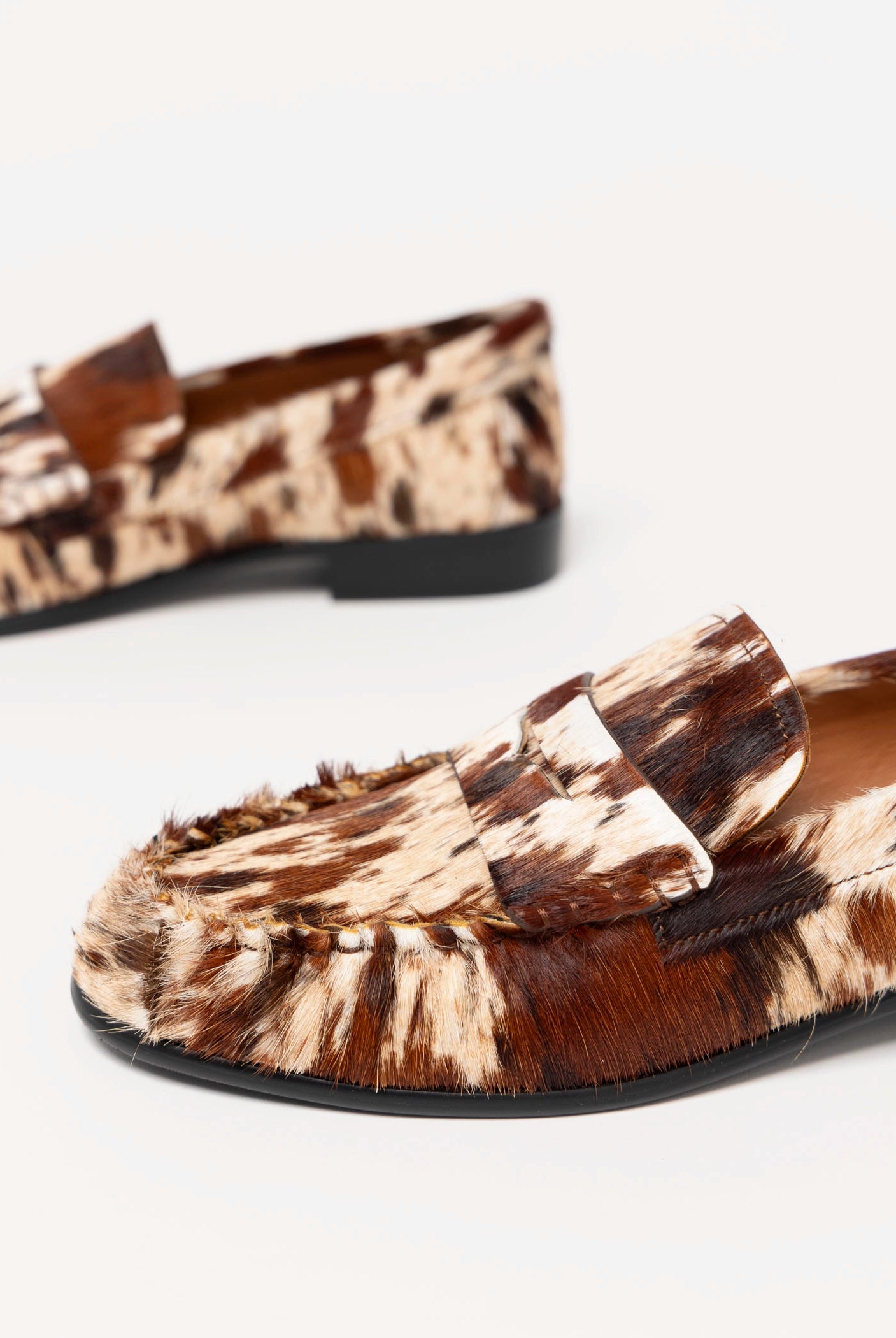 swatch_Brown Spotted Haircalf l'idea ruched penny loafer