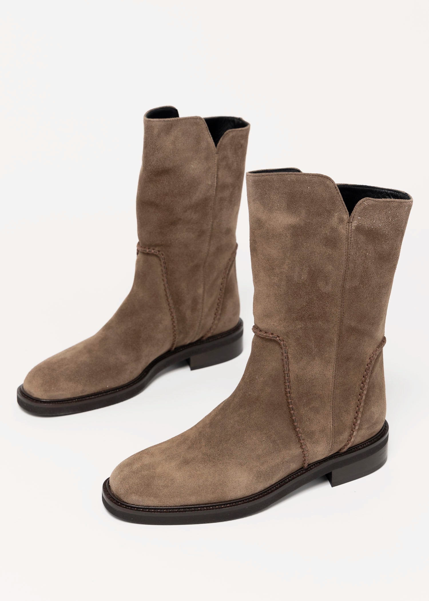 swatch_Taupe Suede l'idea mid calf boot