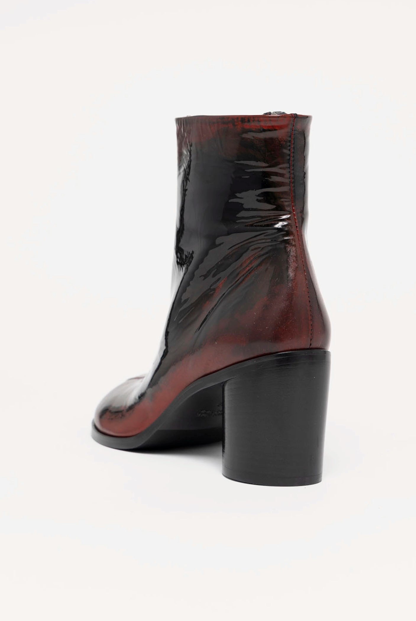 swatch_Black/Red Leather l'idea distressed heeled boot