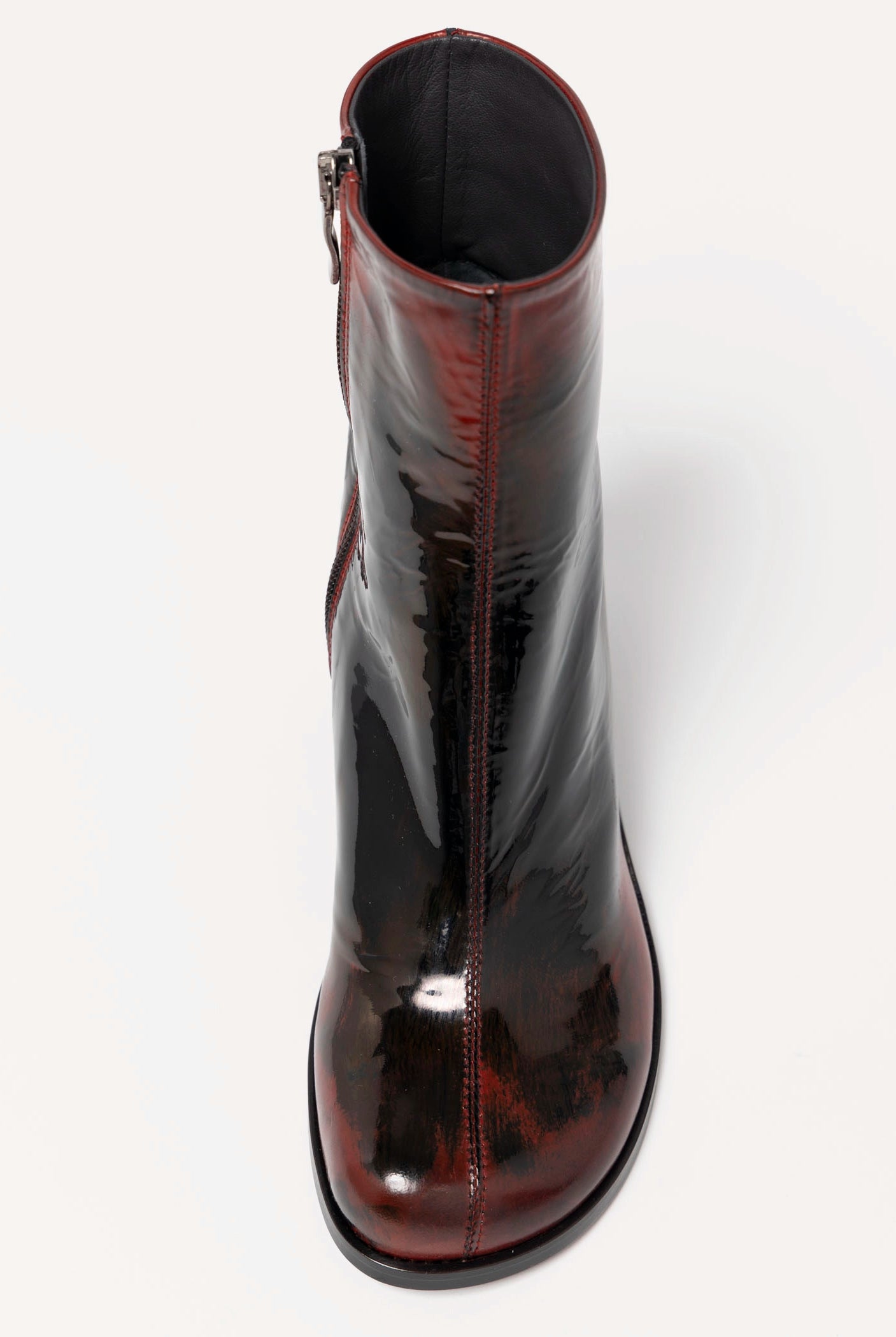 swatch_Black/Red Leather l'idea distressed heeled boot