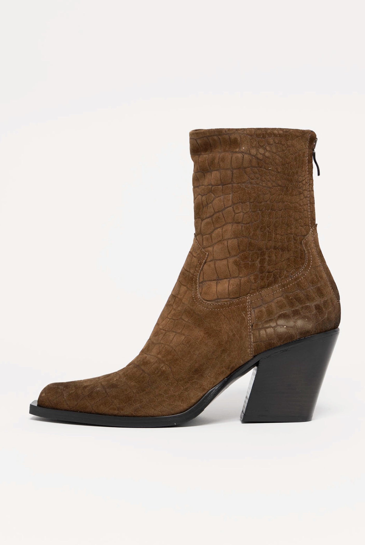 swatch_Camel Croco Suede l'idea western heeled boot