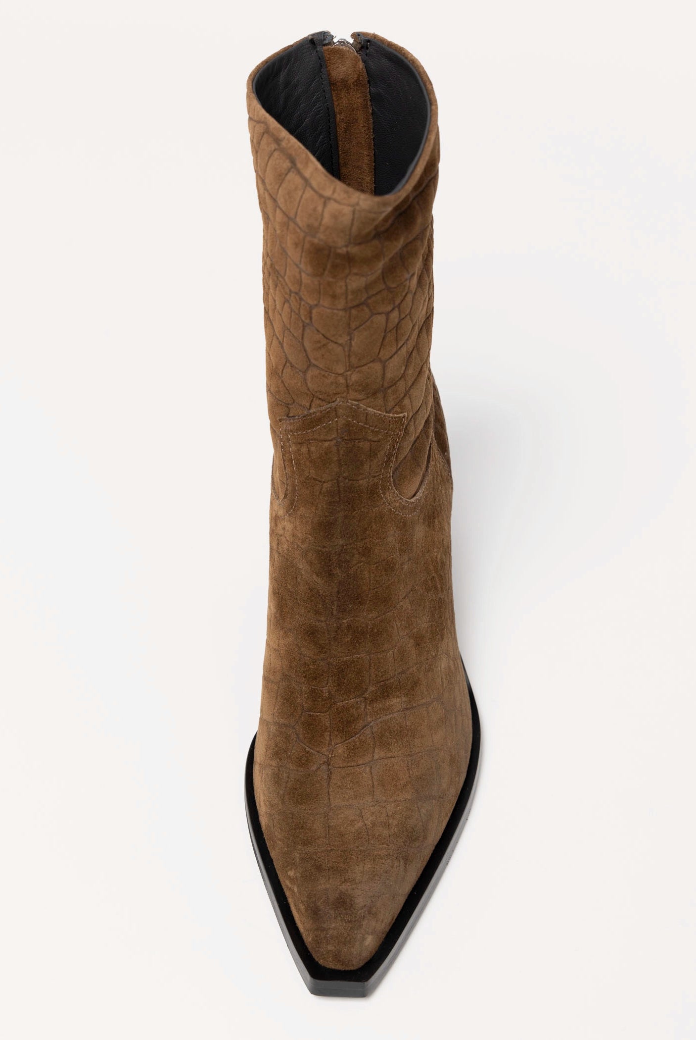 swatch_Camel Croco Suede l'idea western heeled boot