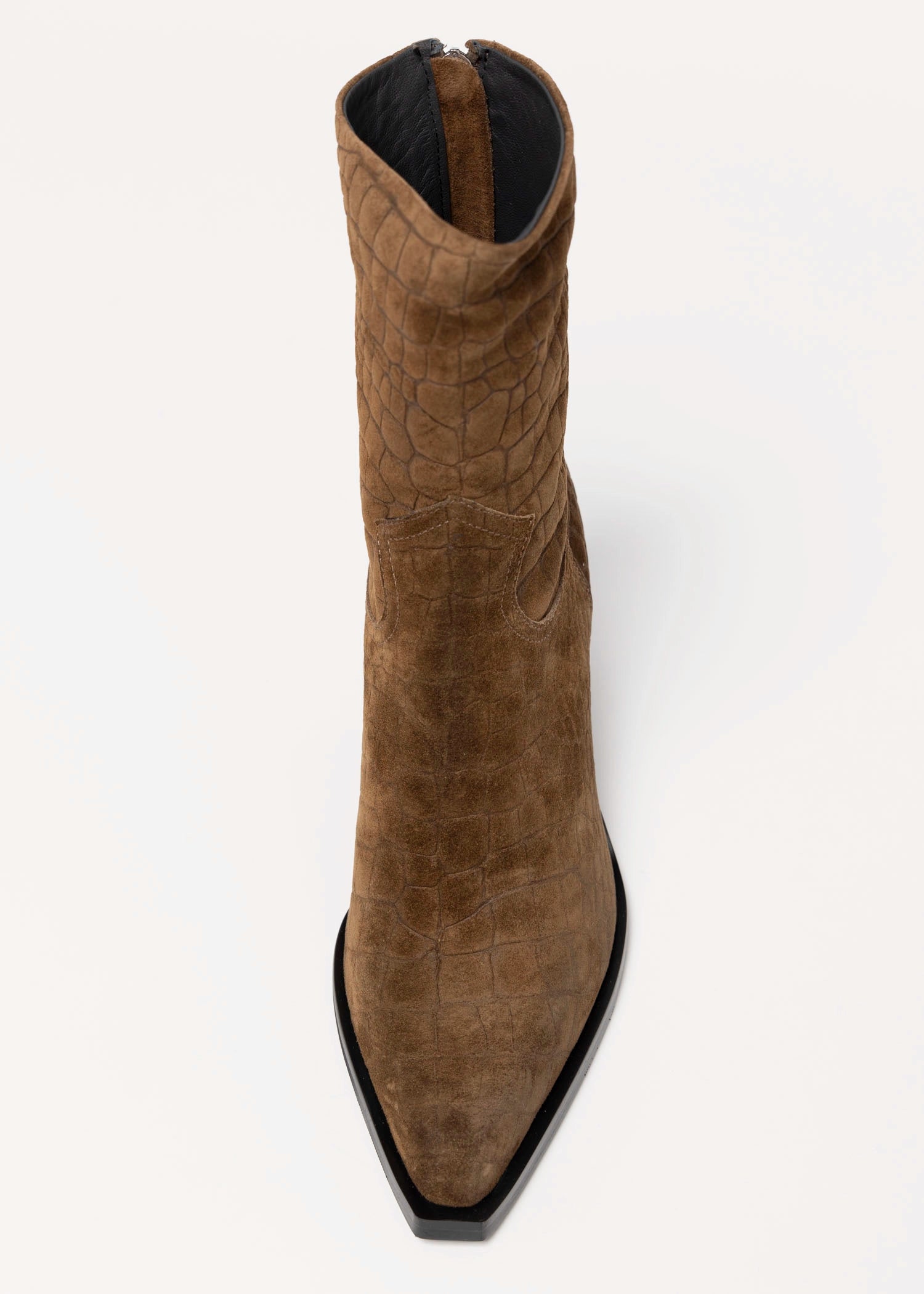 swatch_Camel Croco Suede l'idea western heeled boot