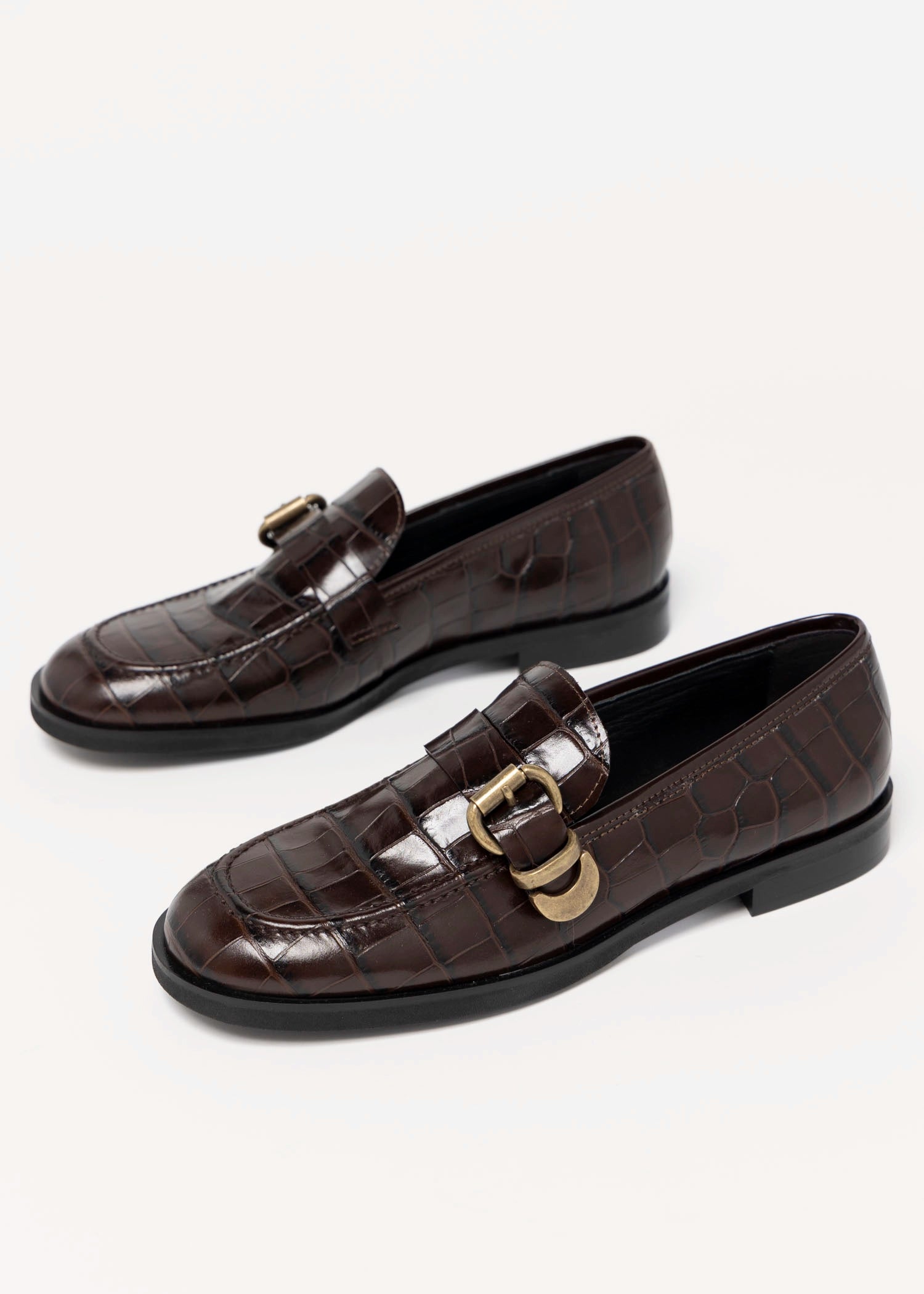 swatch_Brown Croco l'idea croc embossed loafer