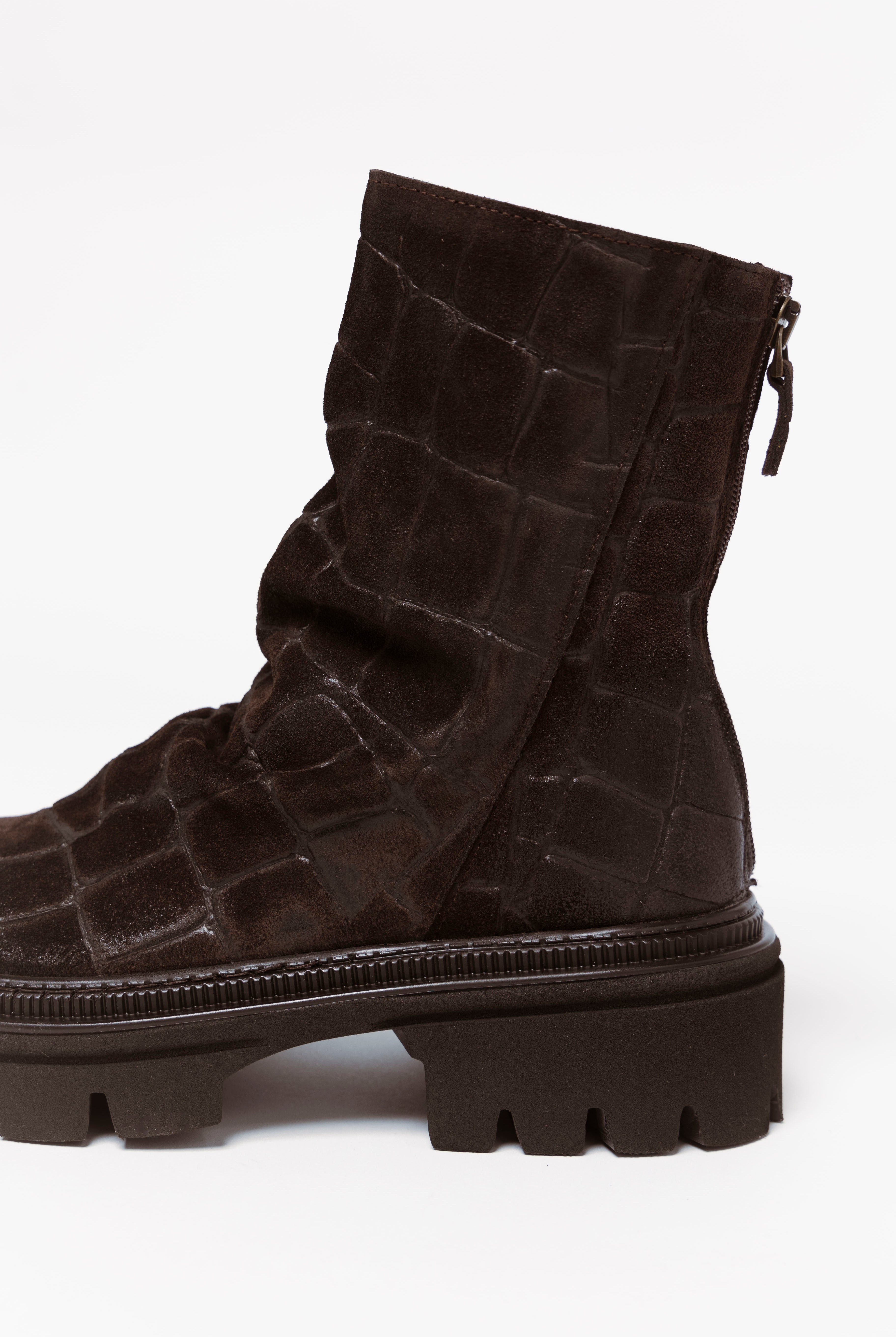 swatch_Brown Croco l'idea lug sole ankle boot