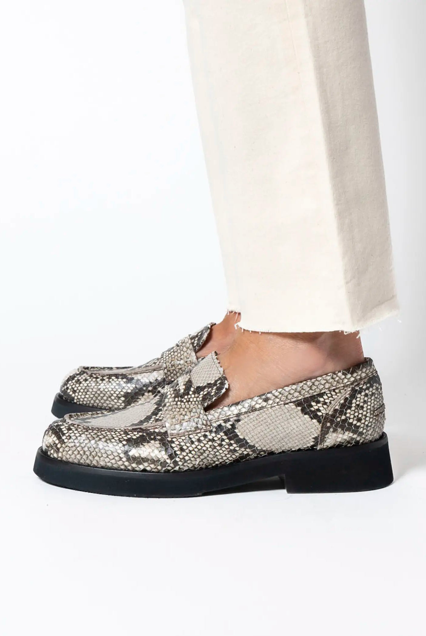 swatch_beige python python penny loafer flat shoes