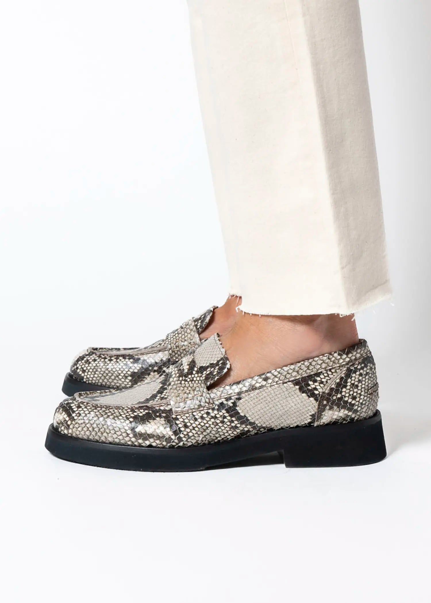 swatch_beige python python penny loafer flat shoes