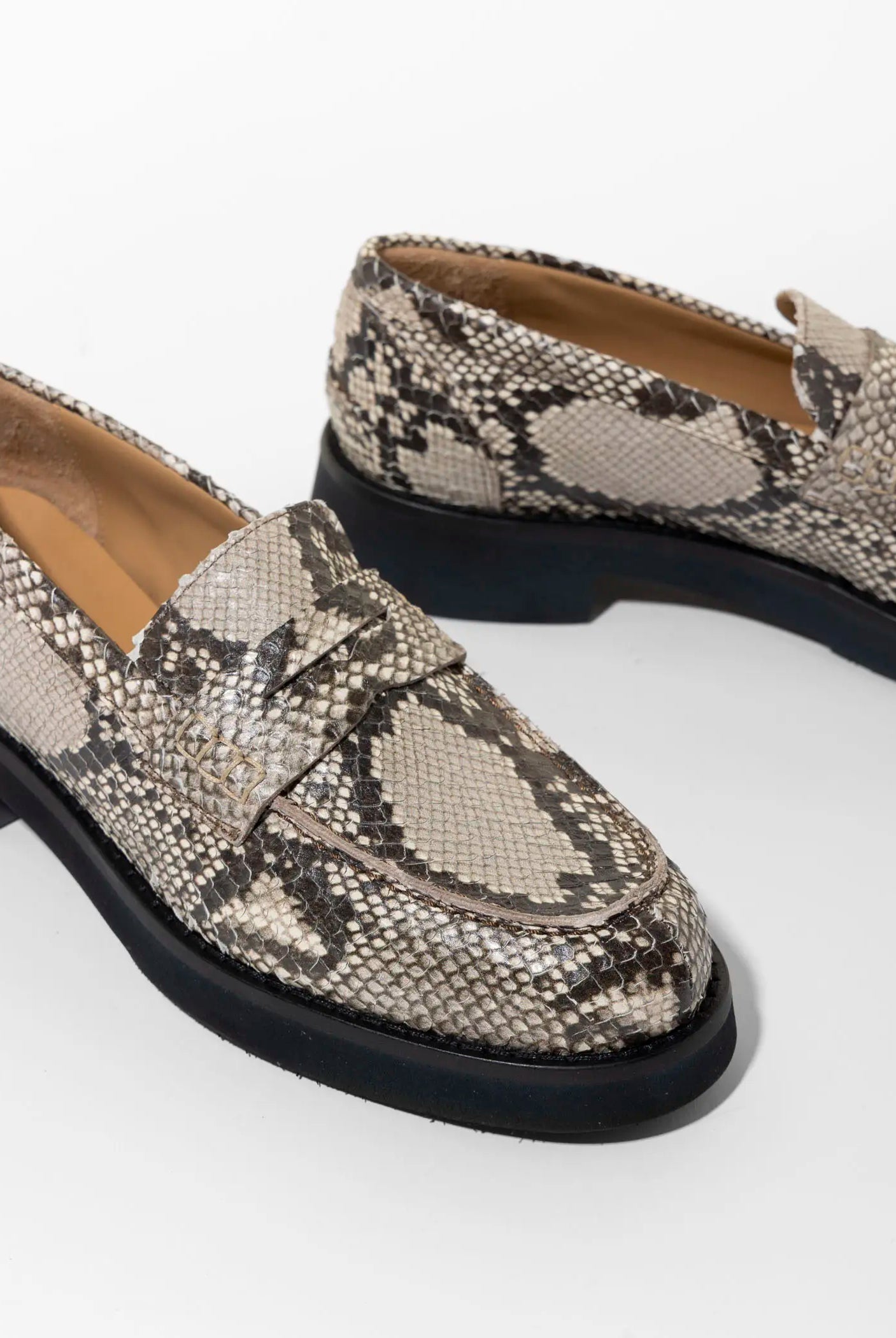 swatch_beige python python penny loafer flat shoes