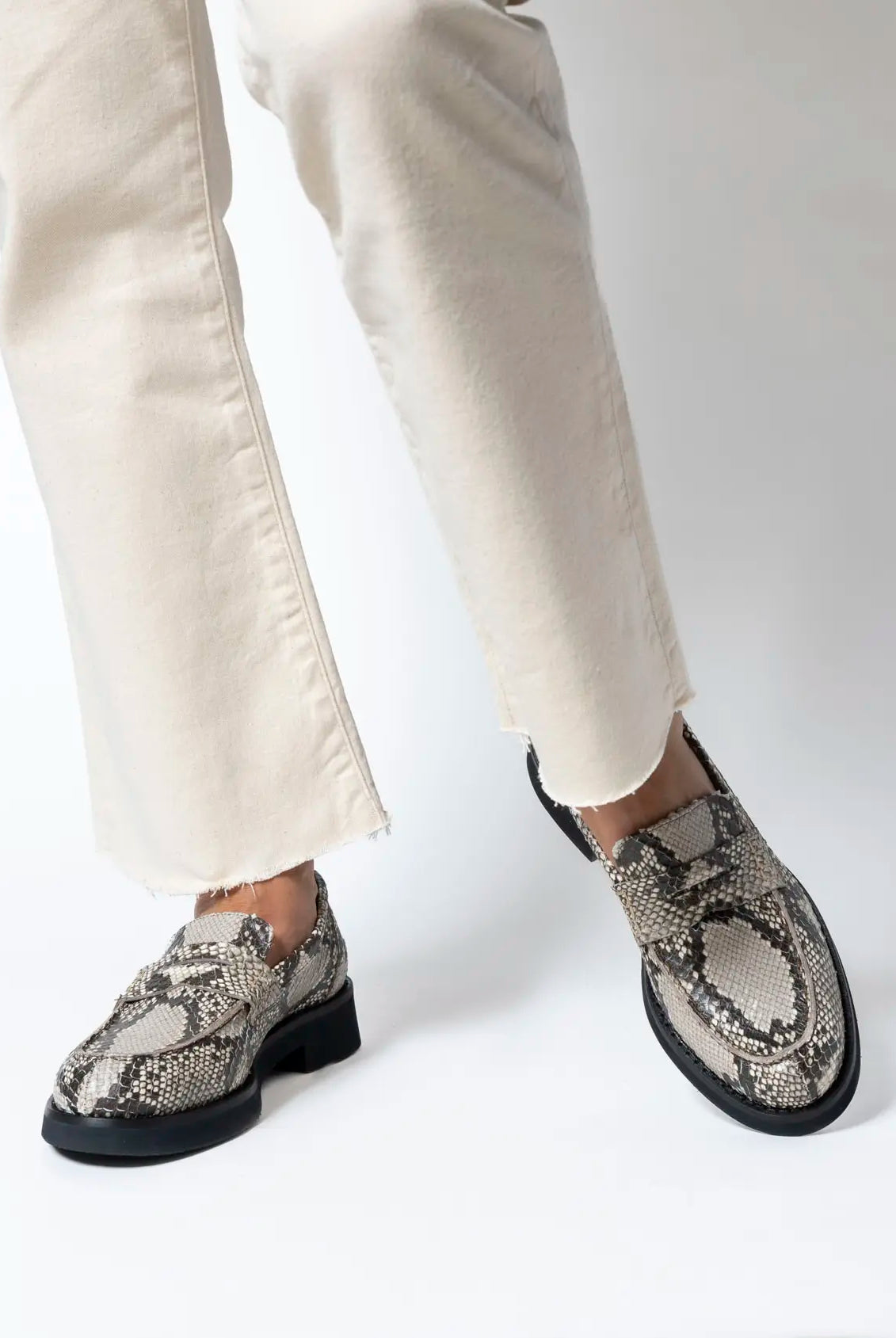 swatch_beige python python penny loafer flat shoes