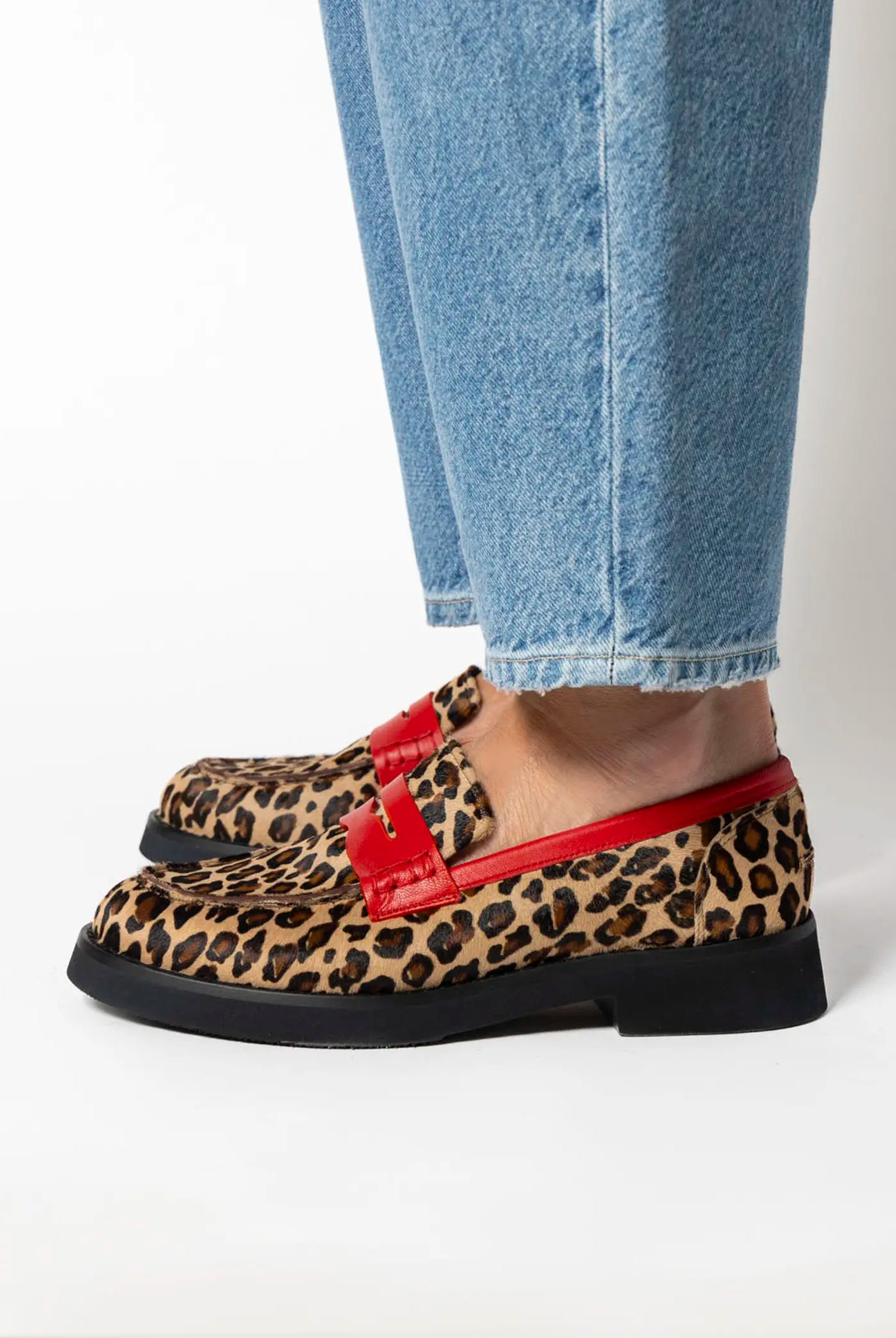 swatch_leopard/red leopard penny loafer flat shoes