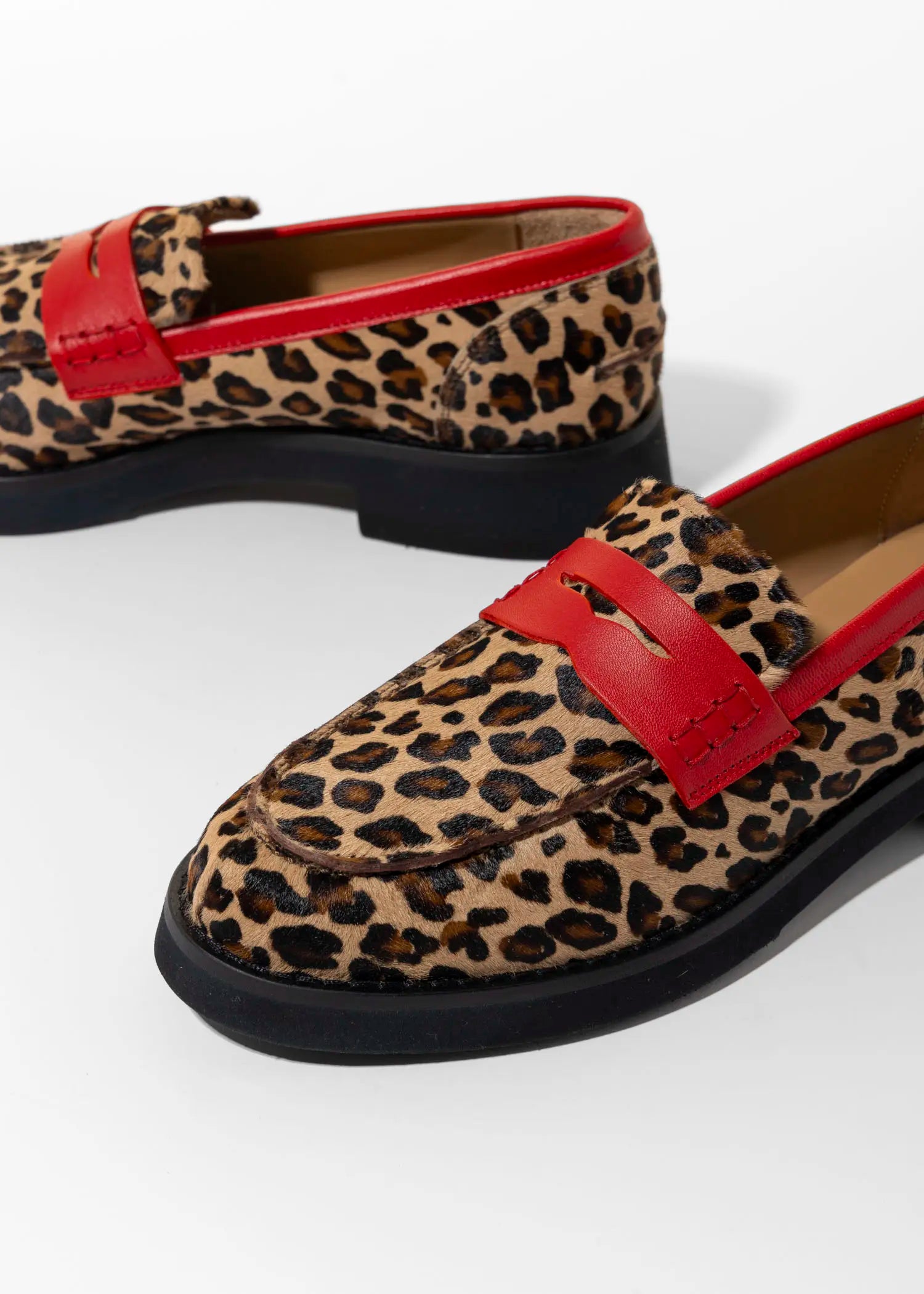 swatch_leopard/red leopard penny loafer flat shoes