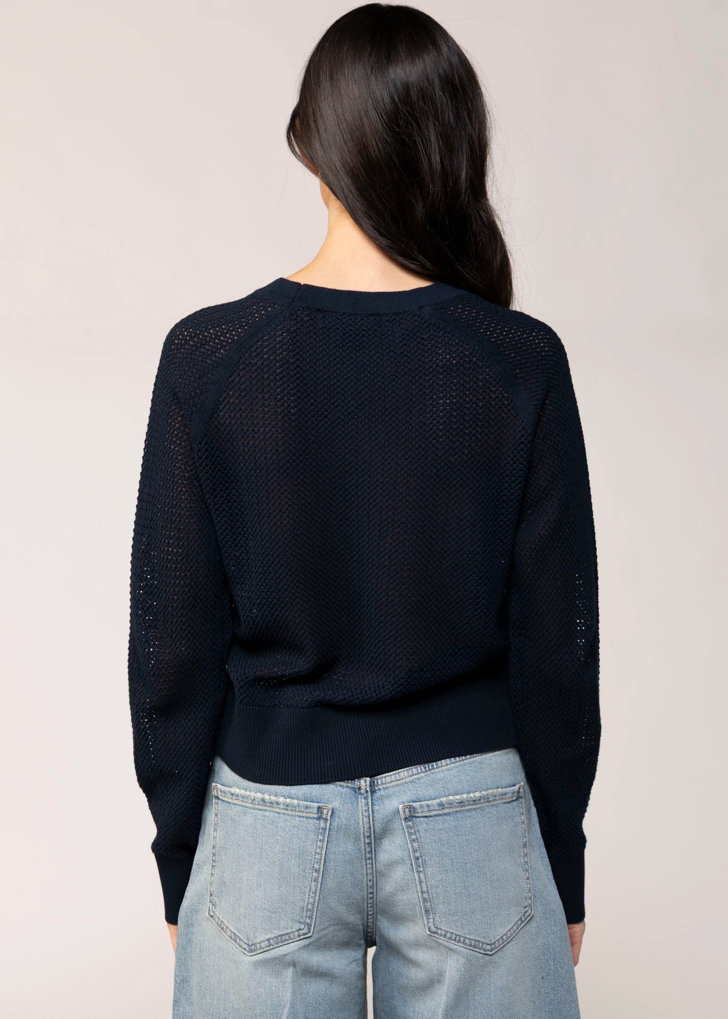 swatch_Navy sanctuary soleil open knit sweater