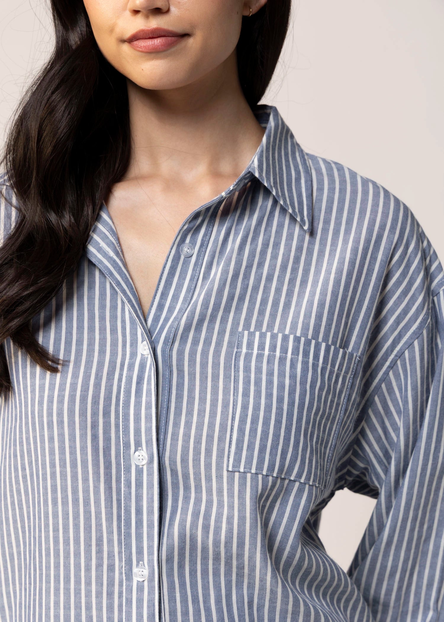 swatch_Blue/Ivory striped button down shirt