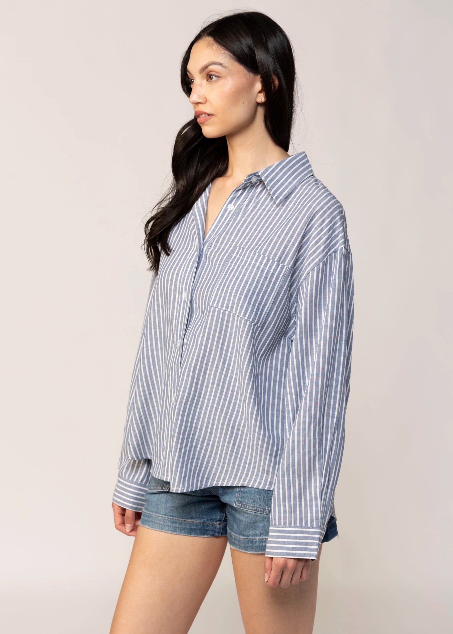 swatch_Blue/Ivory striped button down shirt