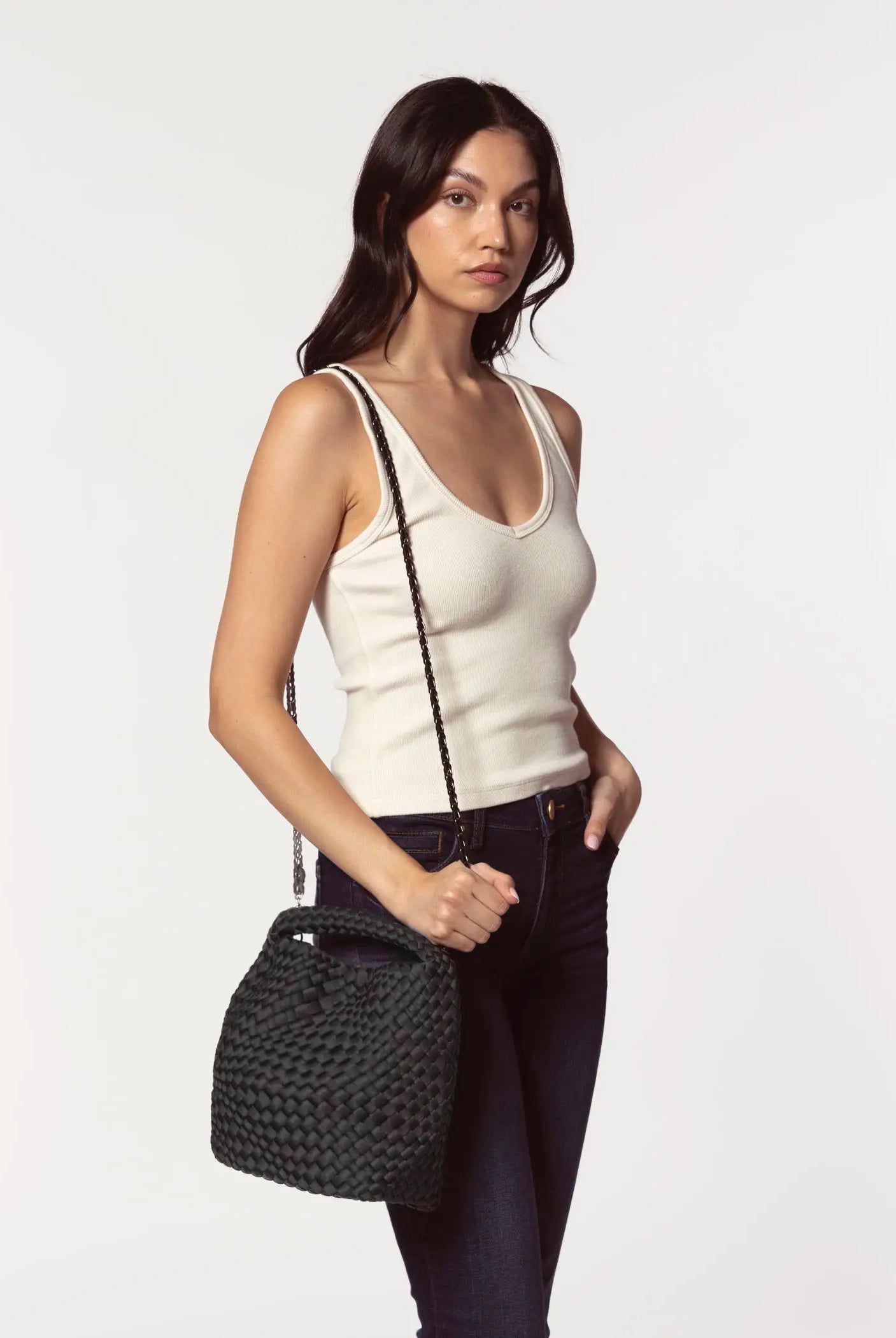 swatch_black shelly woven bag crossbody