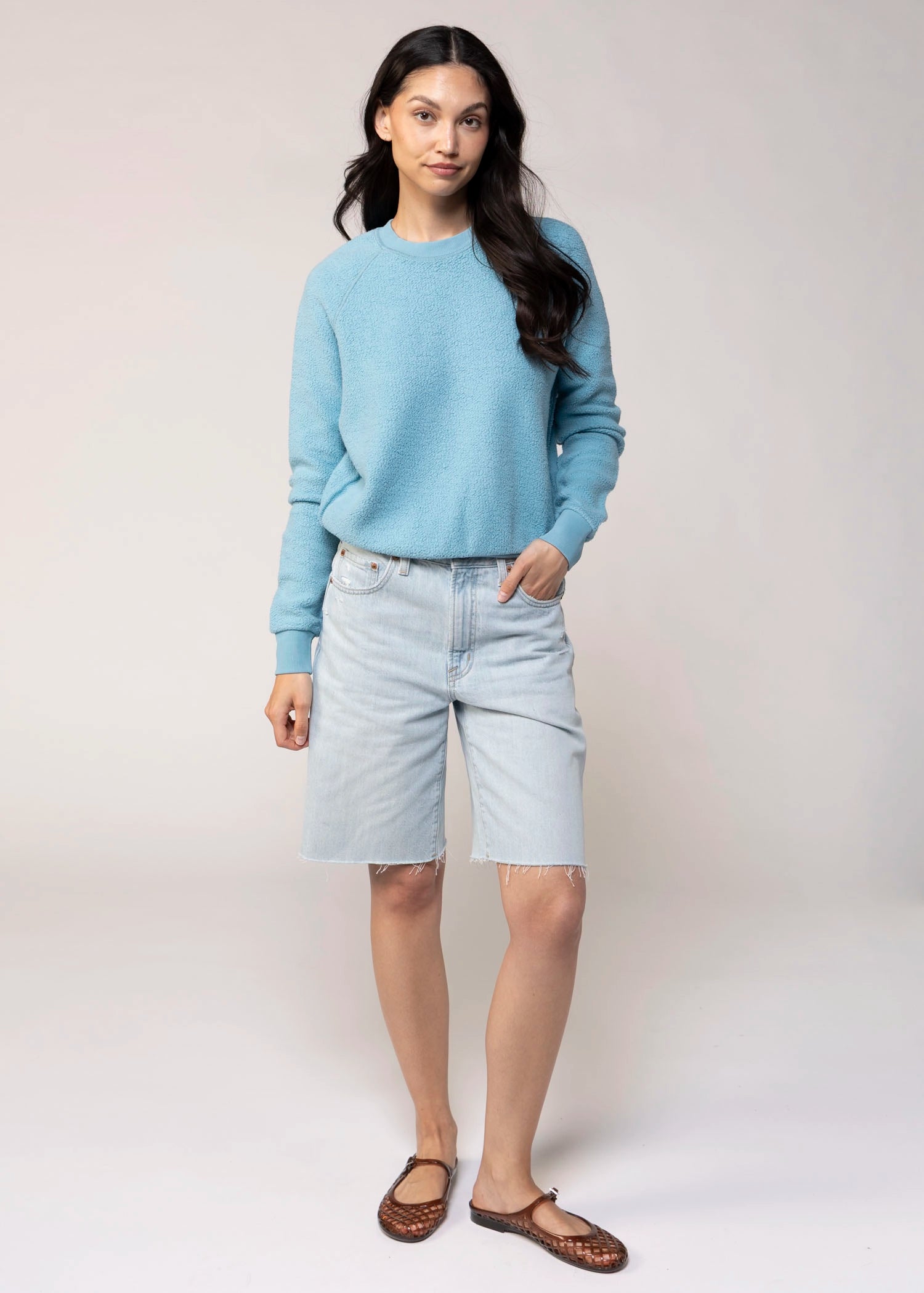 swatch_Milky Blue perfect white tee ziggy reverse fleece sweatshirt