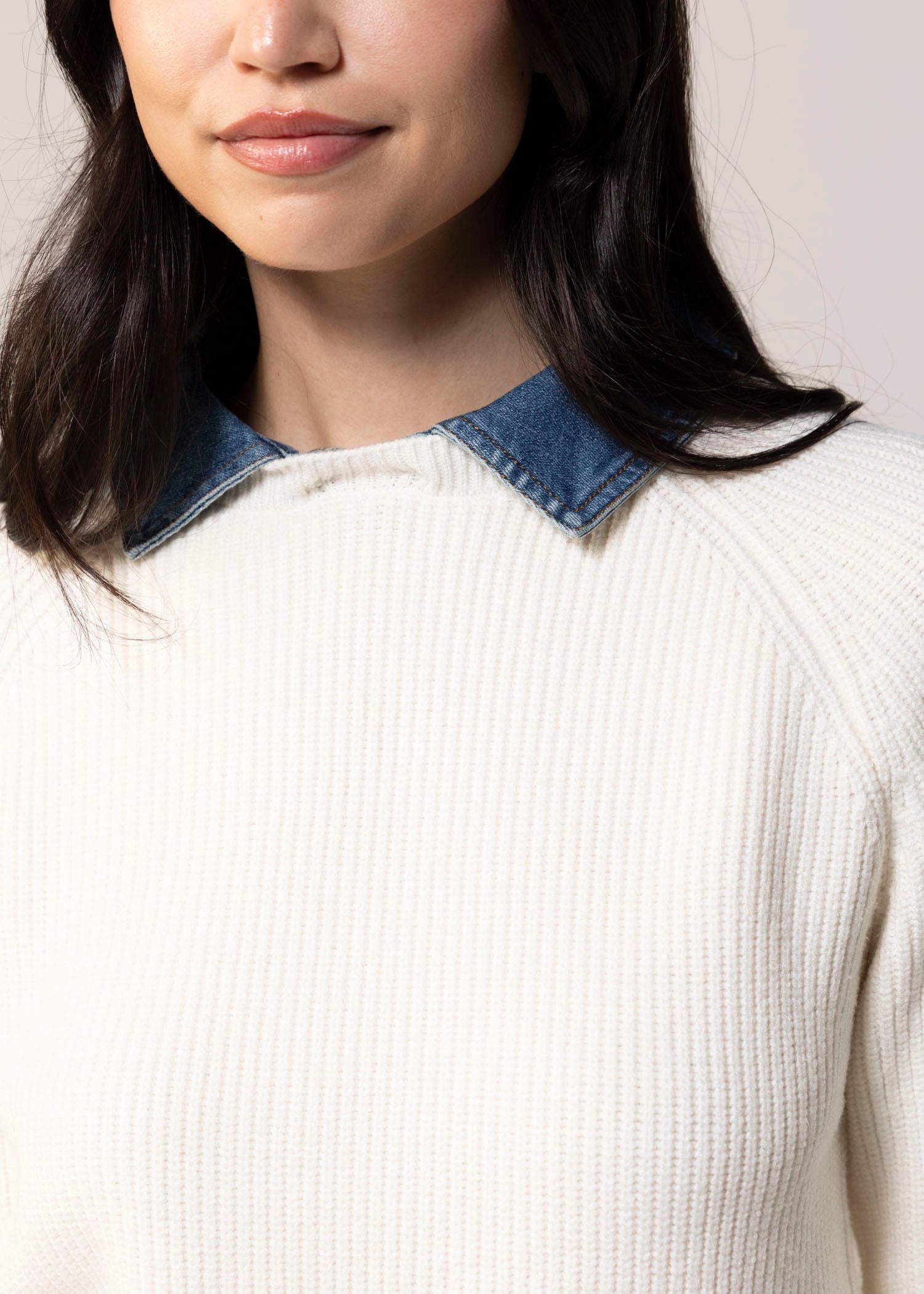 swatch_Ivory central park west nash denim collar sweater
