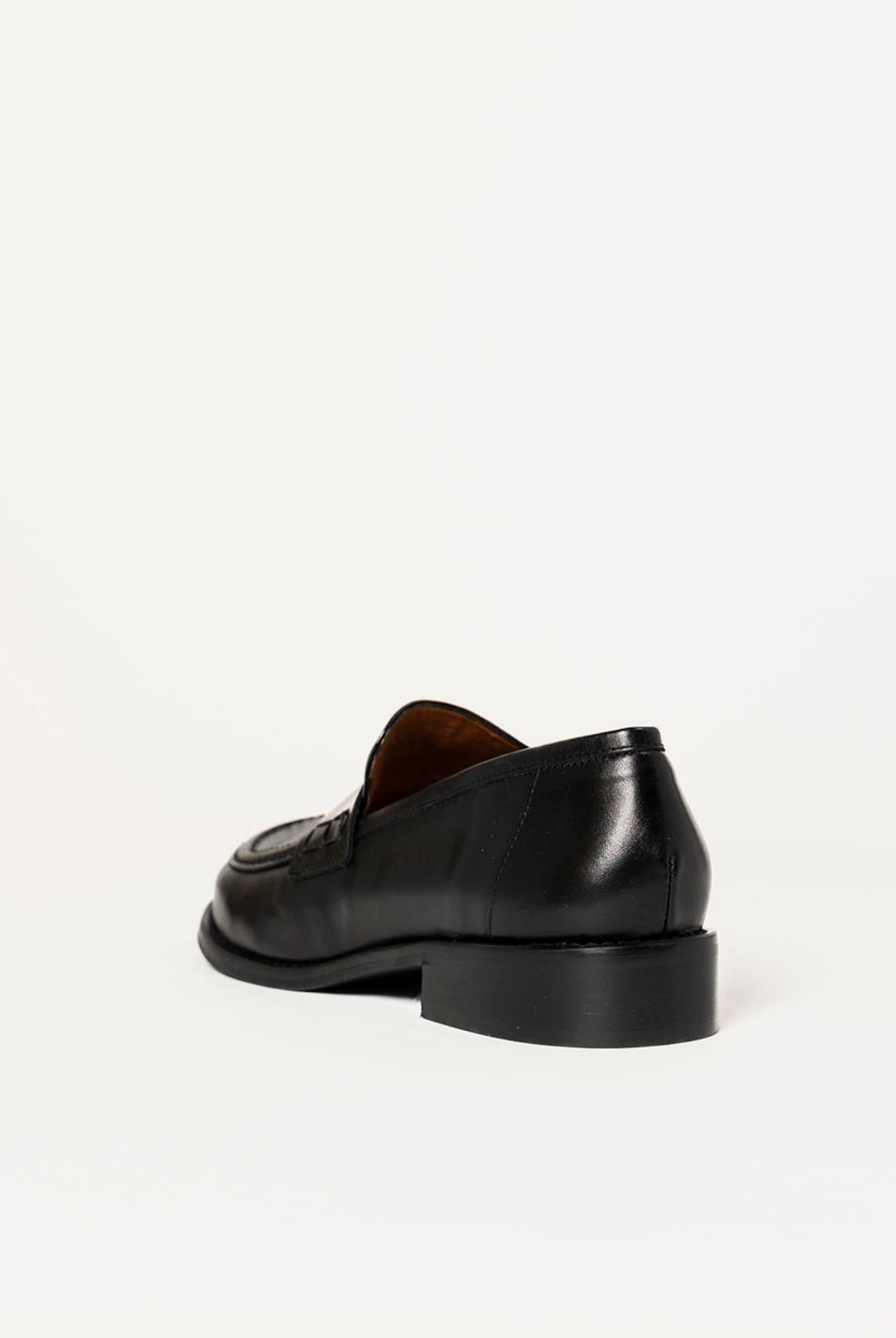 swatch_Black Leather louisa penny loafer flat shoes