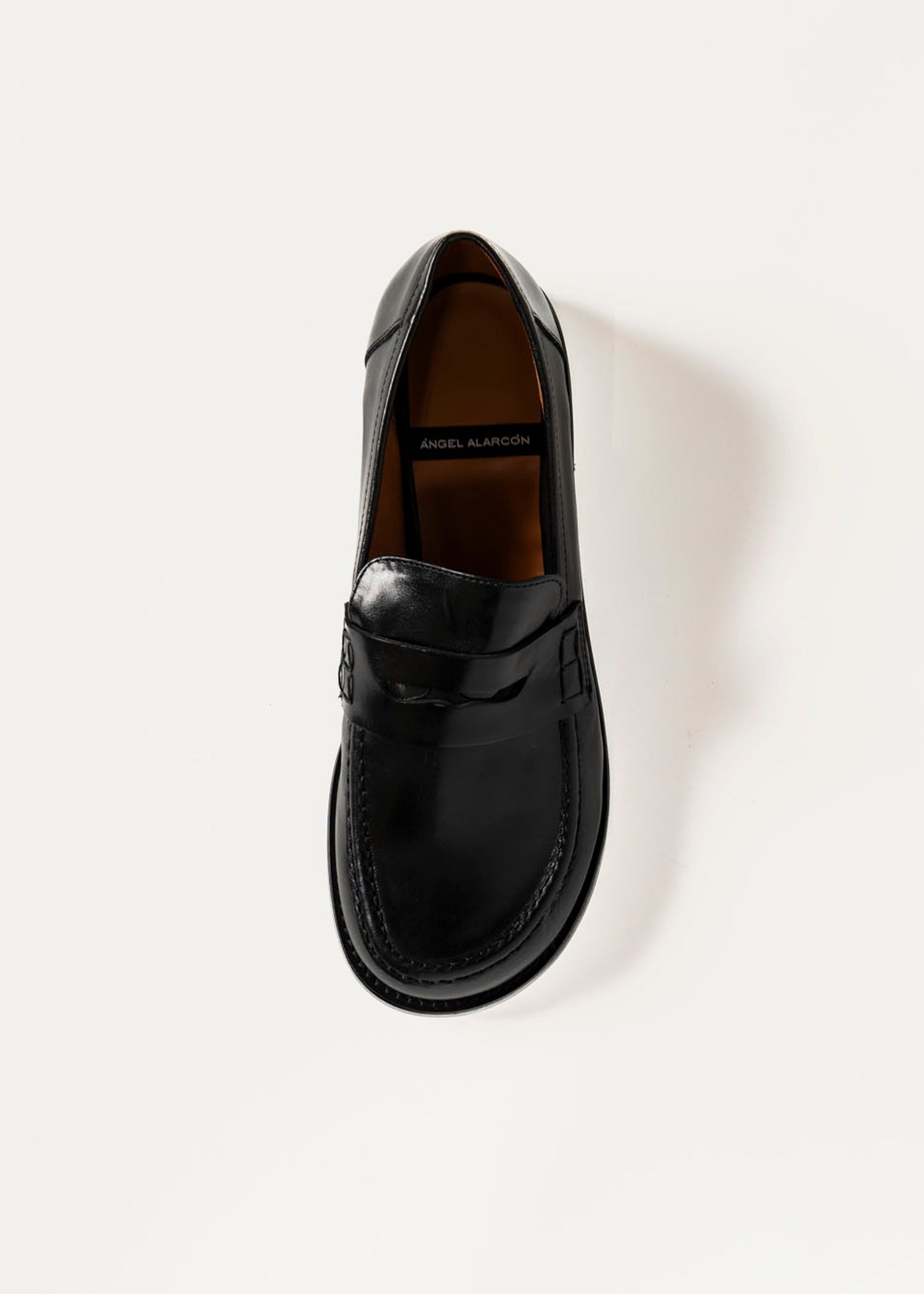 swatch_Black Leather louisa penny loafer flat shoes