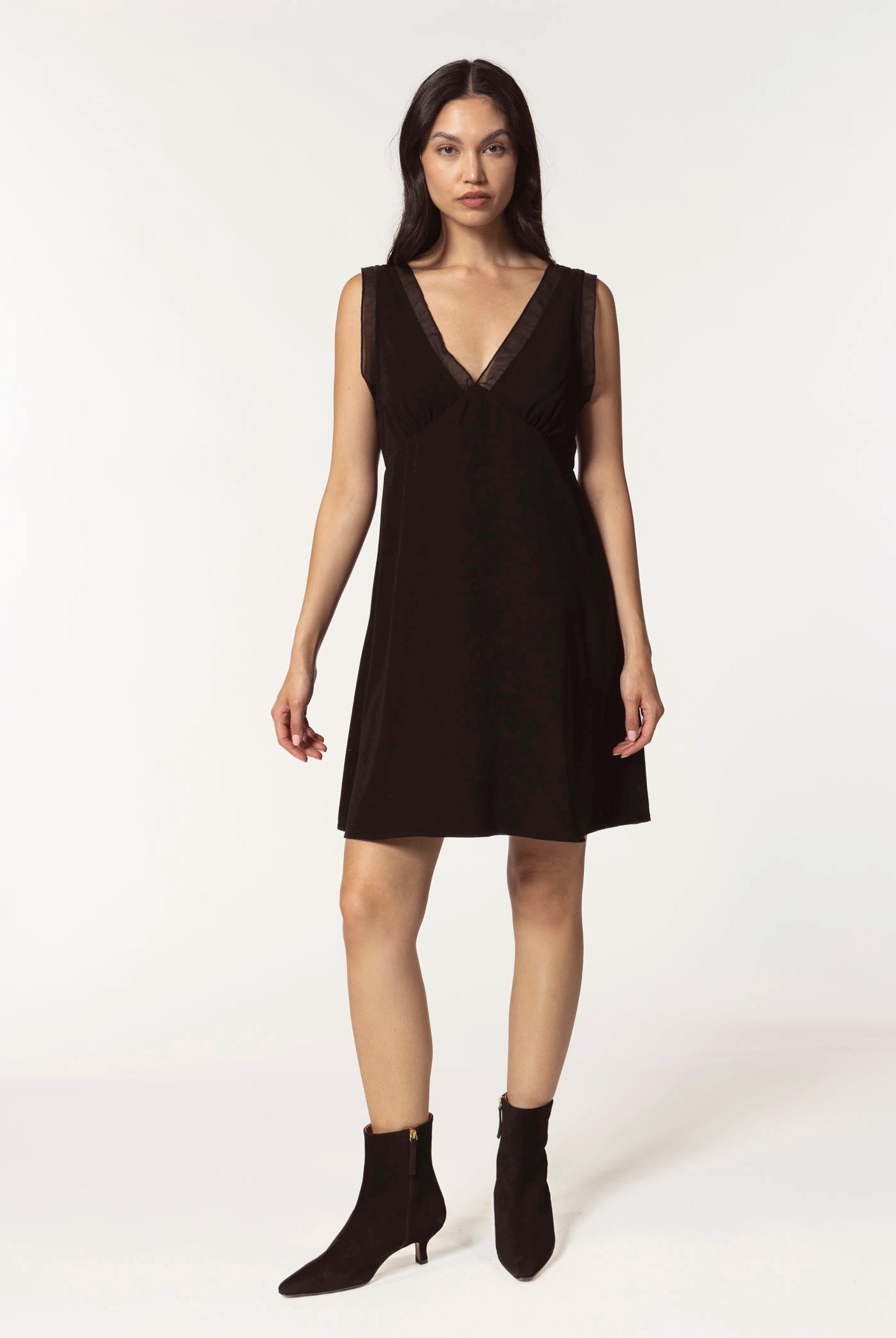 swatch_black suede cleo kitten heel bootie ankle boots