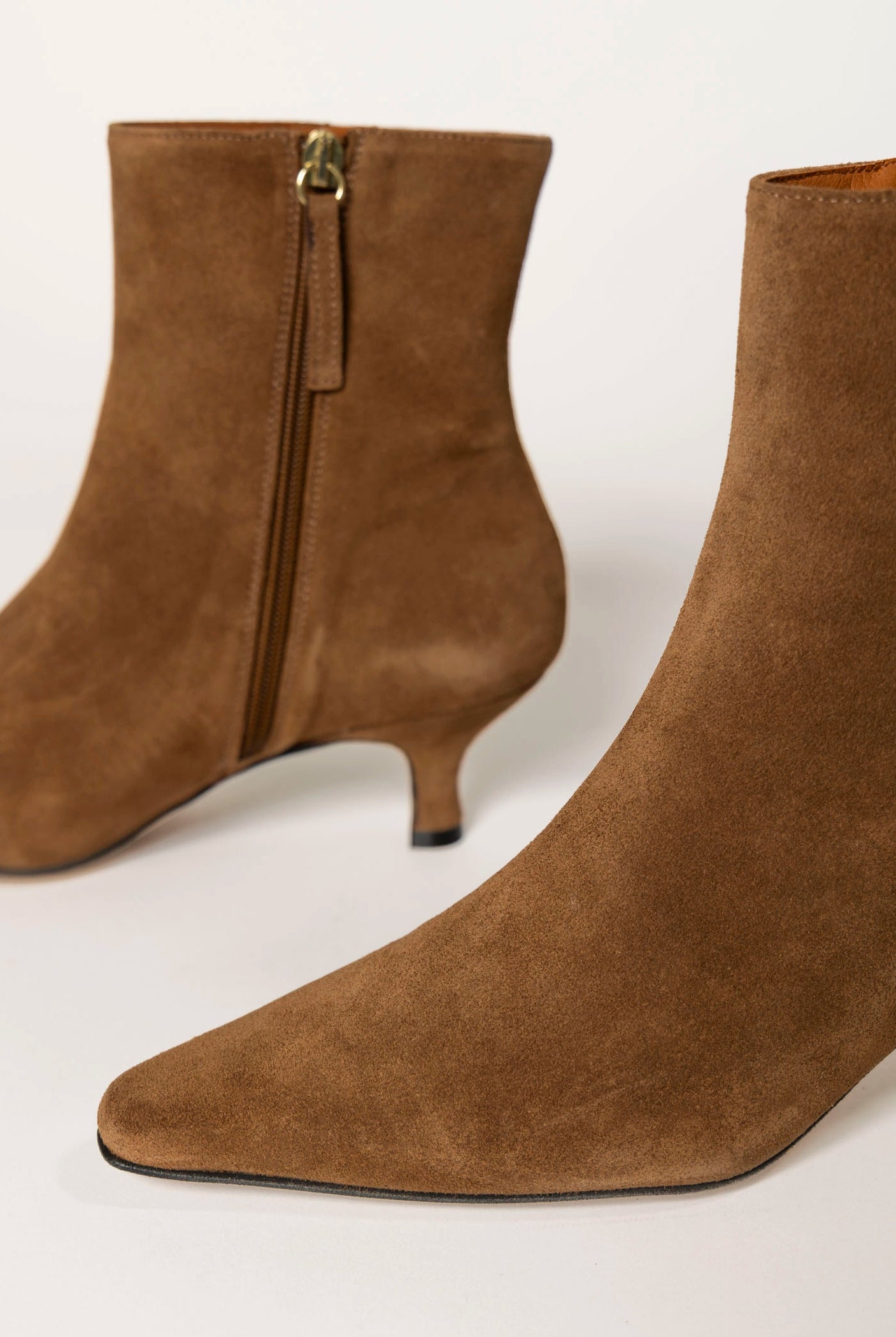 swatch_camel suede cleo kitten heel bootie ankle boots