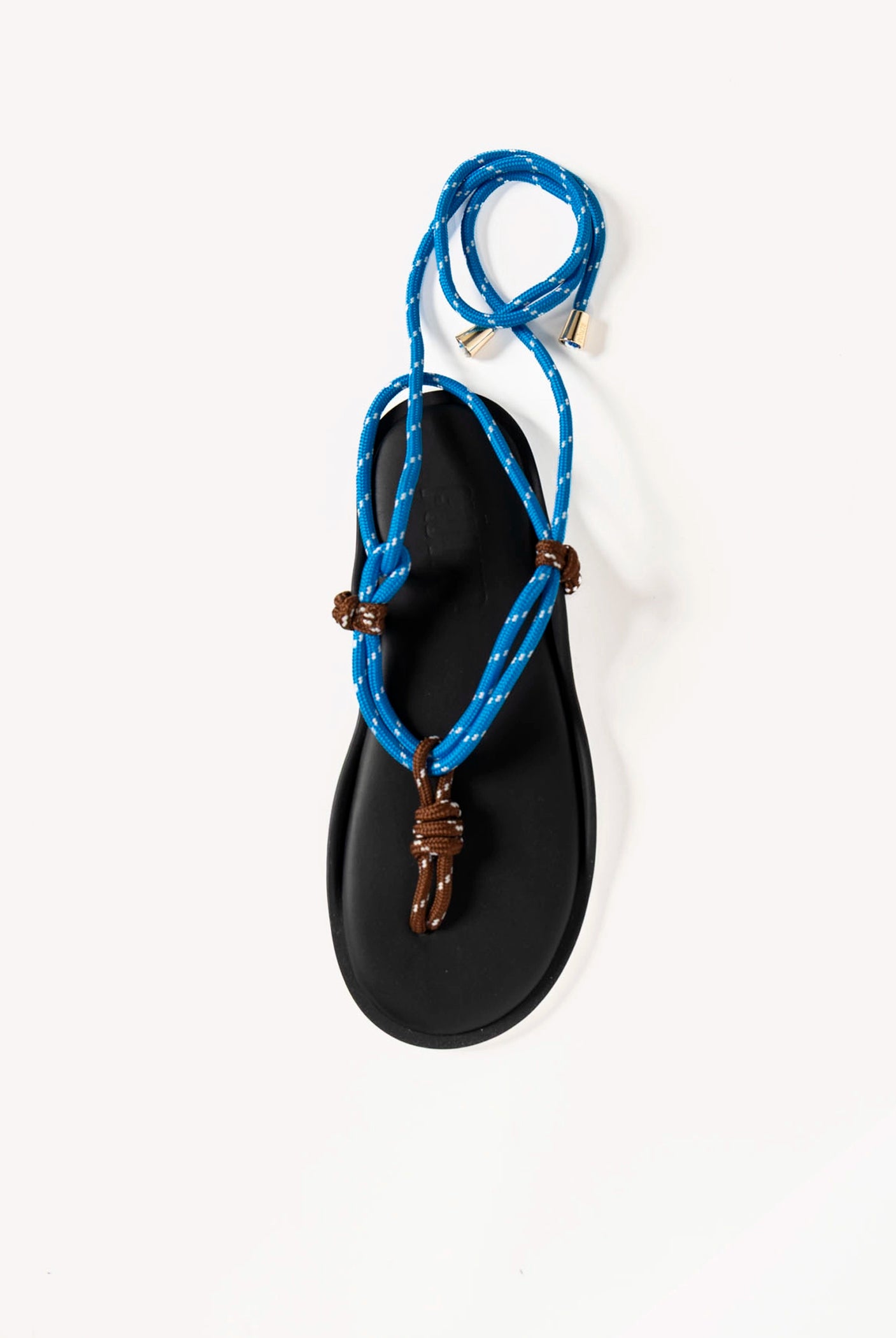 swatch_brown/blue flo twin tie up sandal flat sandals