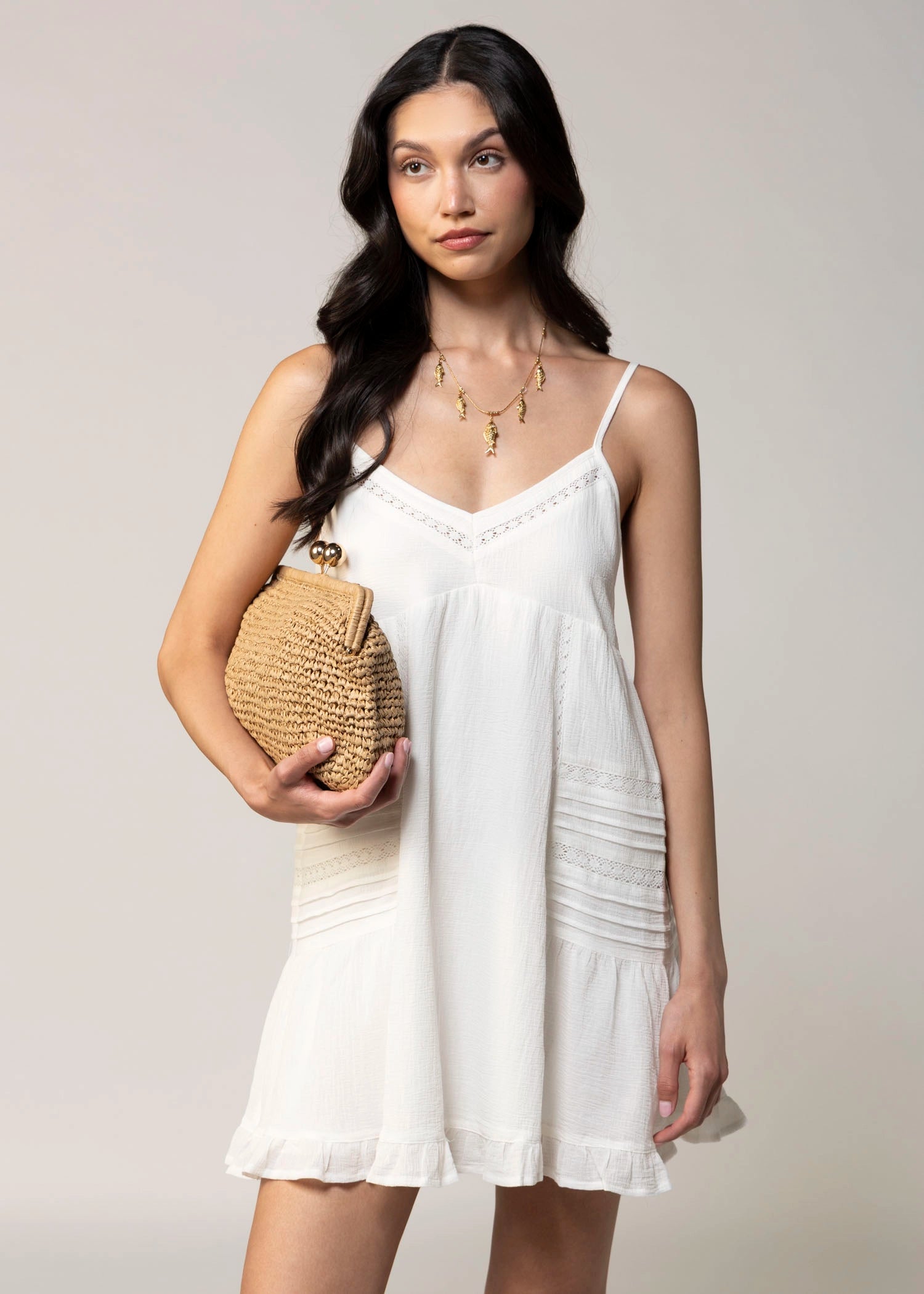swatch_Off White deja vu lace mini dress