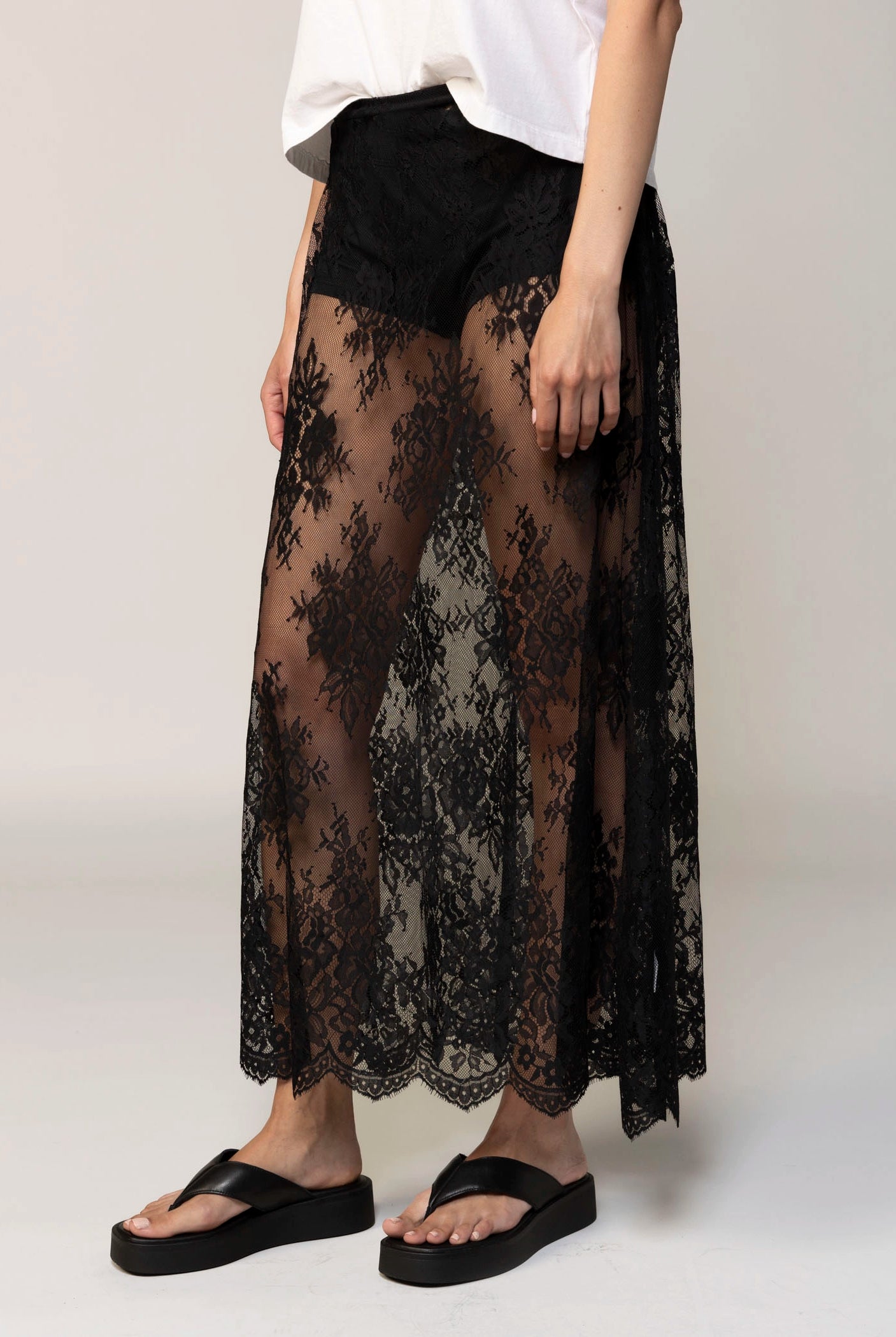 swatch_Black sheer lace maxi skirt