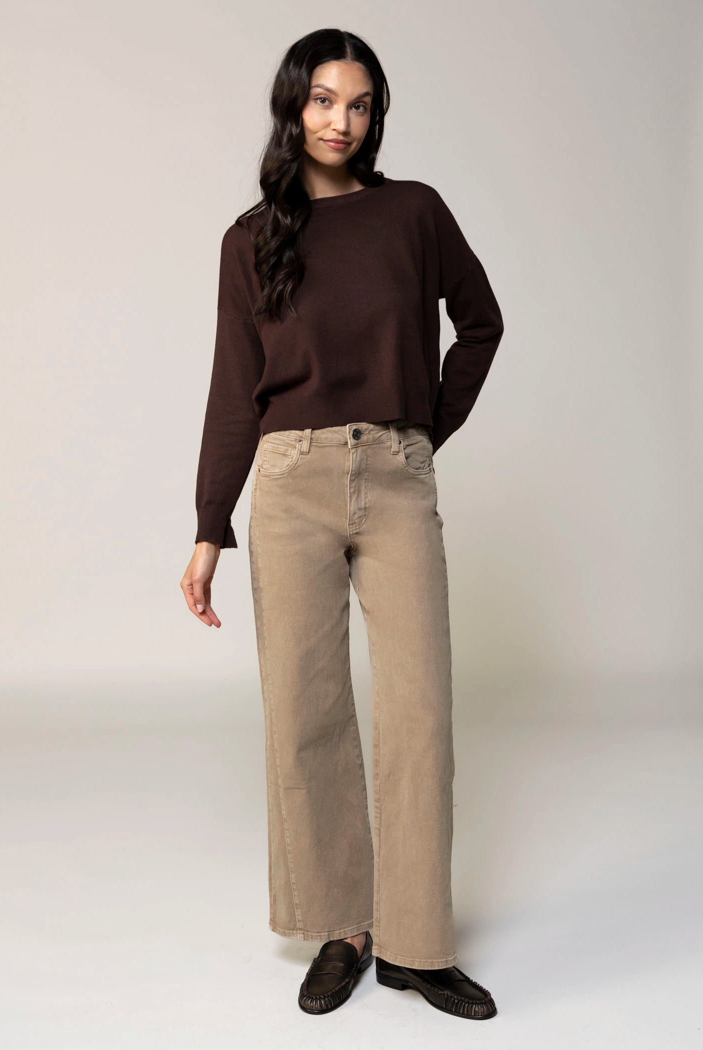 swatch_Milk Tea kut from the kloth meg wide leg jean