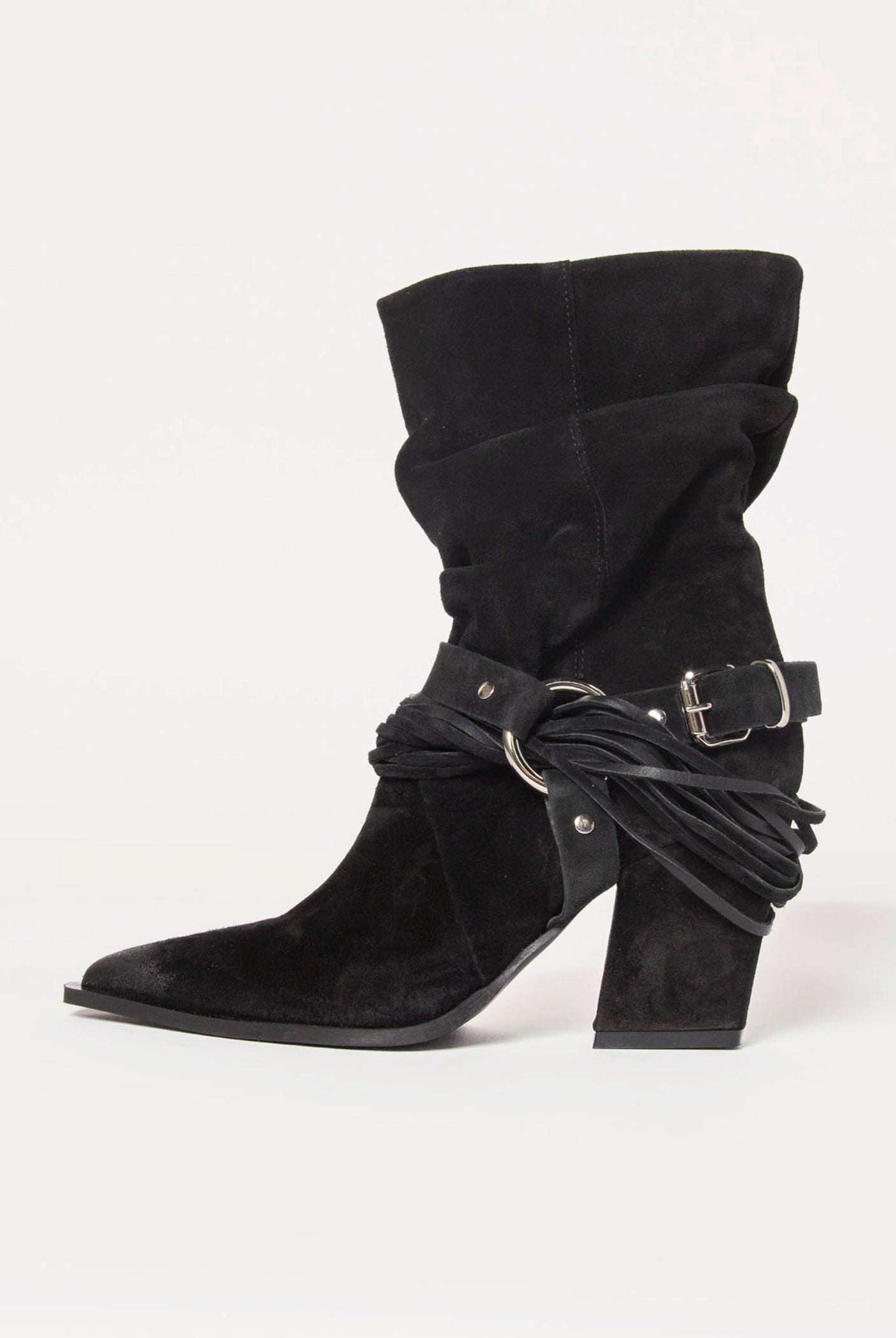 swatch_black suede moto boot