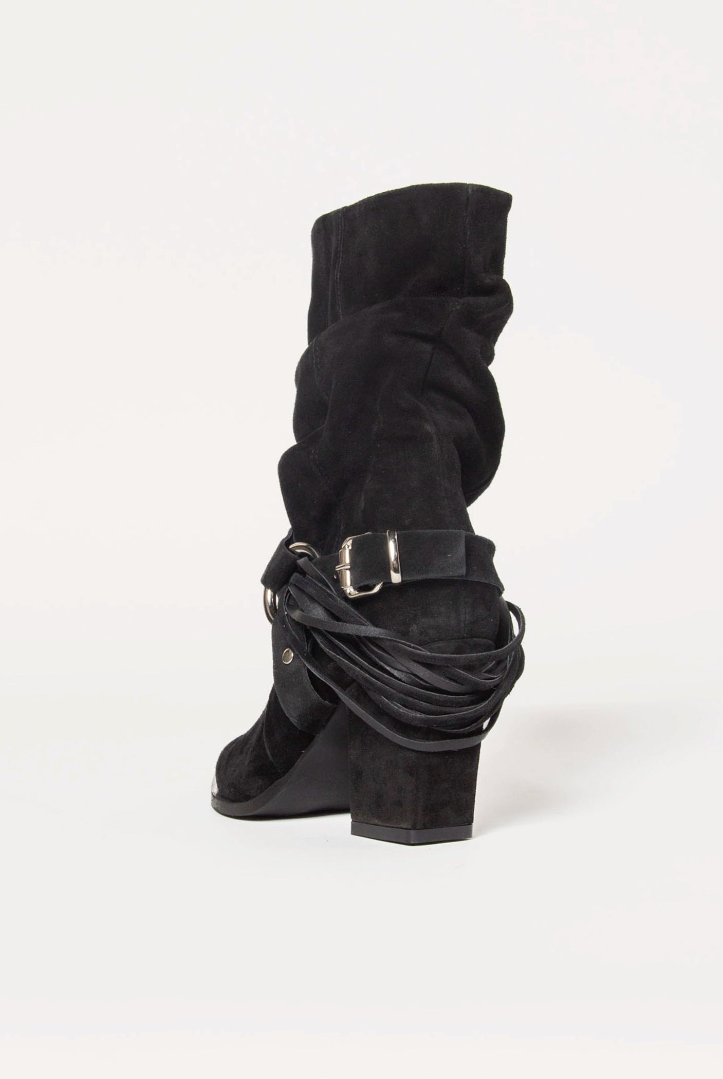 swatch_black suede moto boot