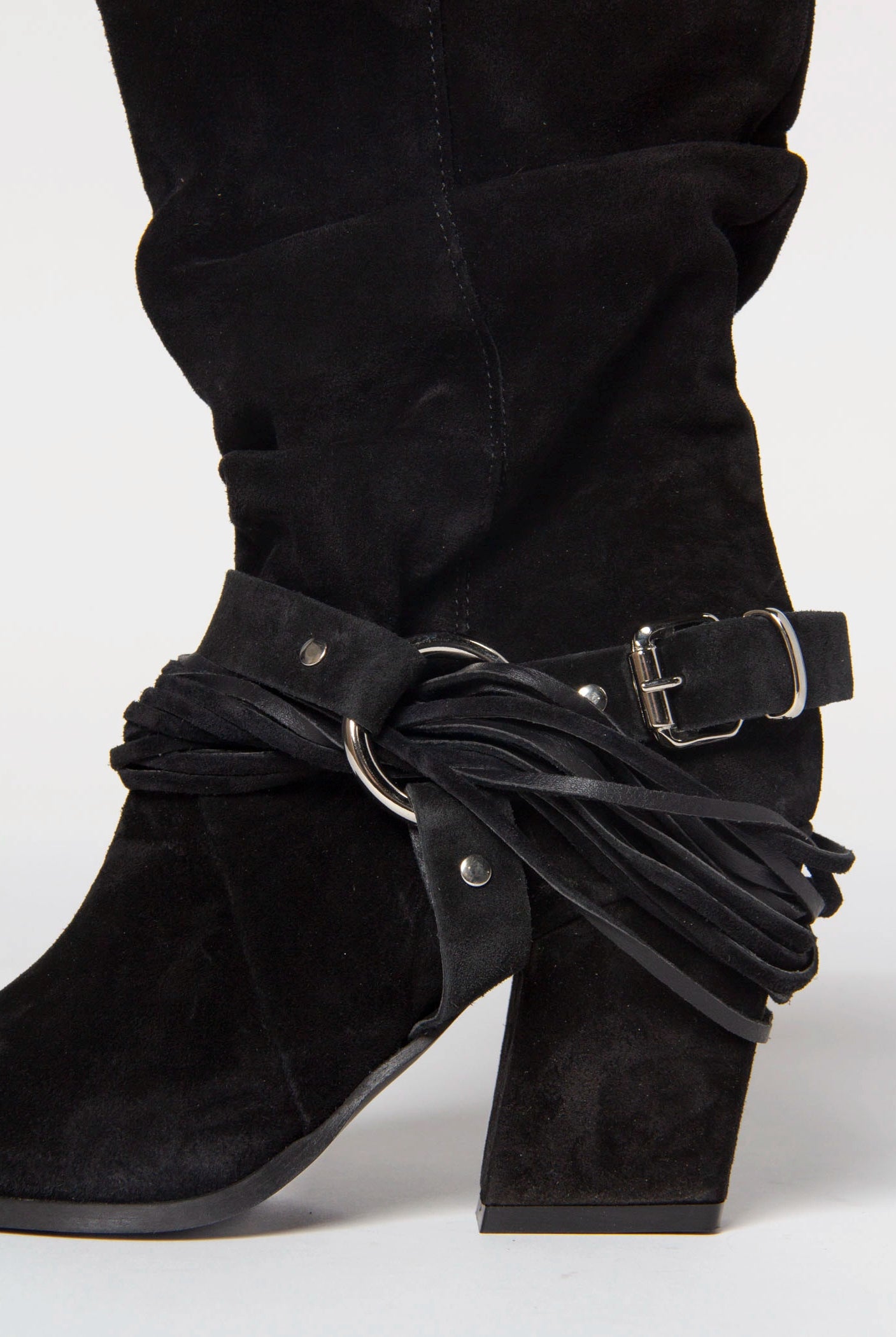 swatch_black suede moto boot