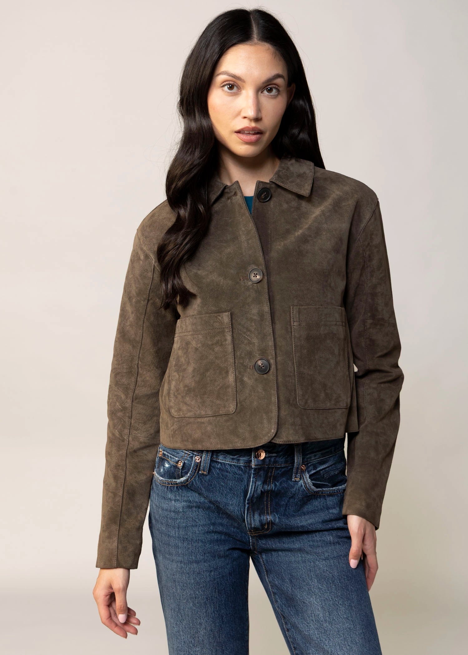 swatch_Brown blank nyc black coffee cropped suede jacket