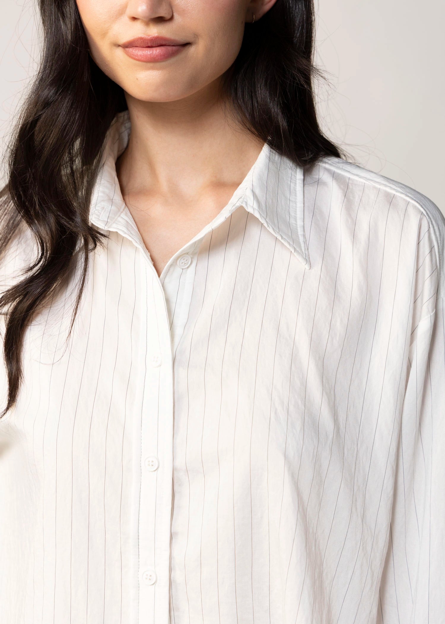 swatch_White/Grey pinstripe cropped button down shirt
