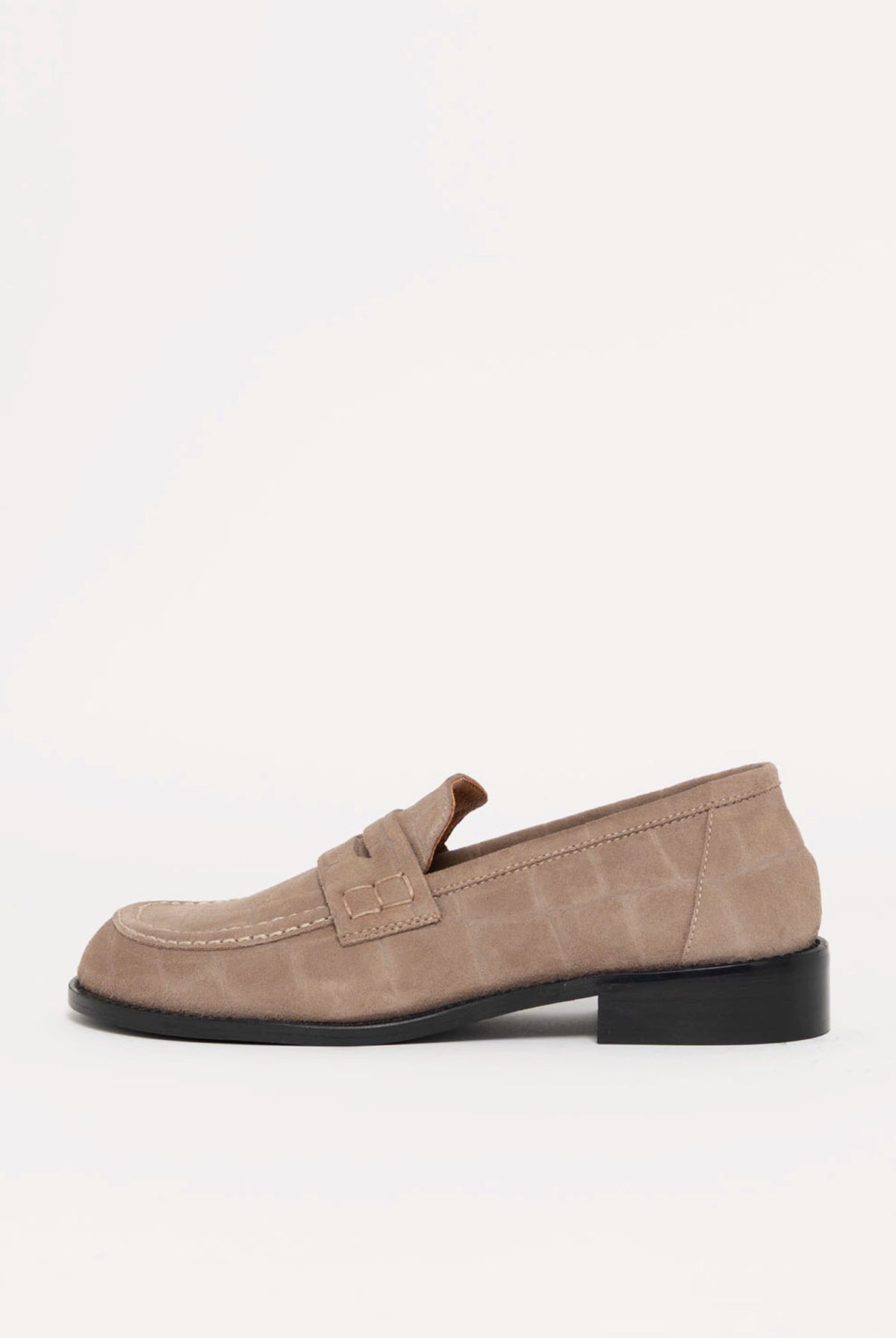 swatch_Taupe Suede louisa penny loafer flat shoes