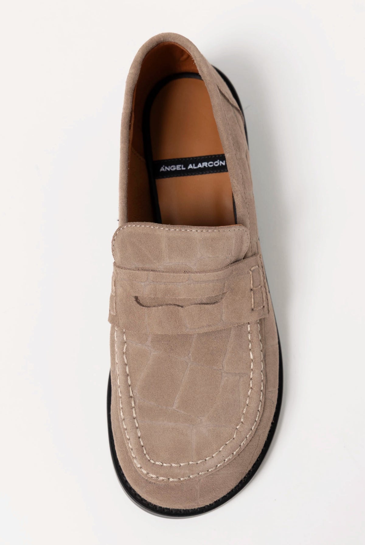 swatch_Taupe Suede louisa penny loafer flat shoes