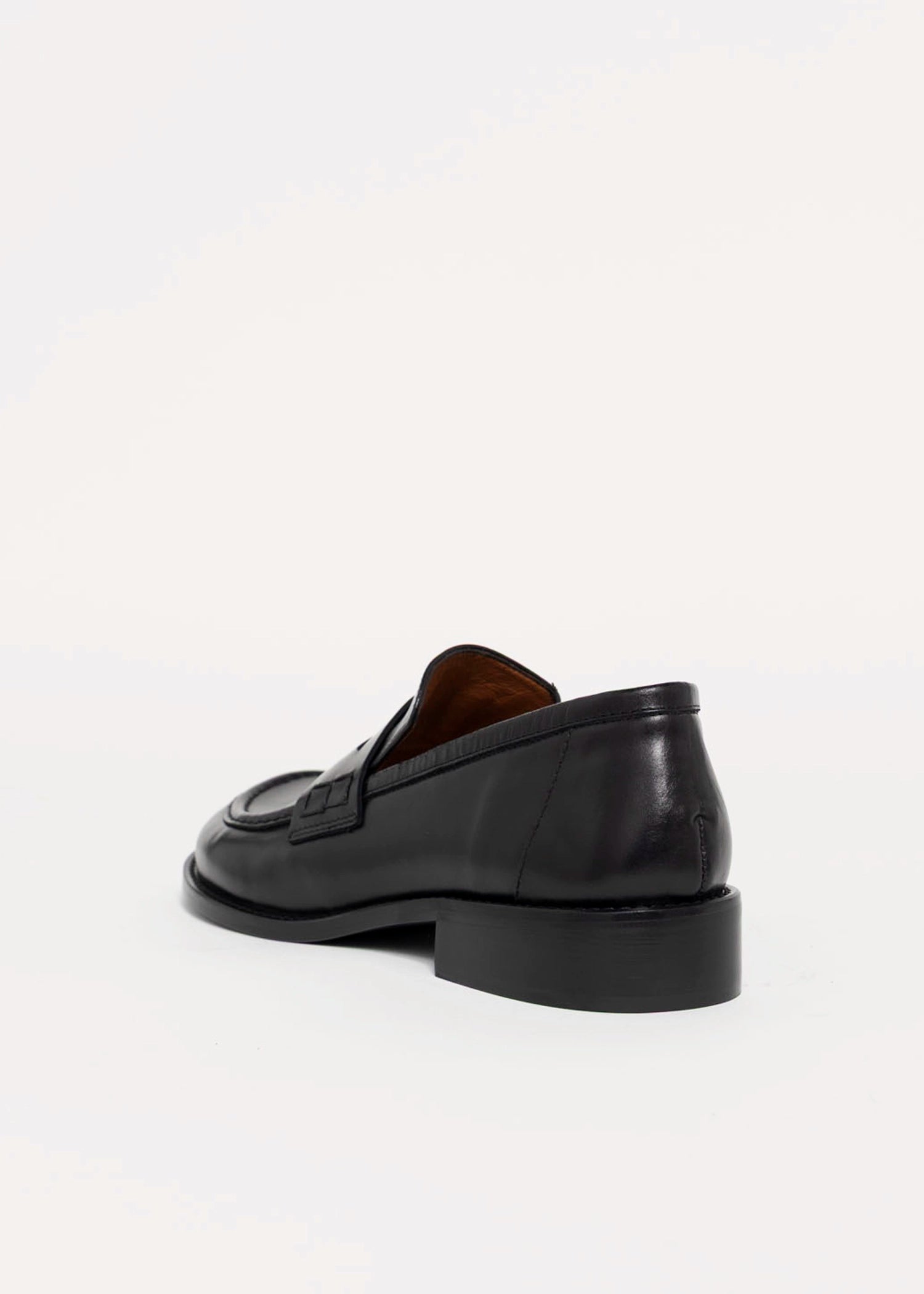 swatch_Black Leather louisa penny loafer flat shoes