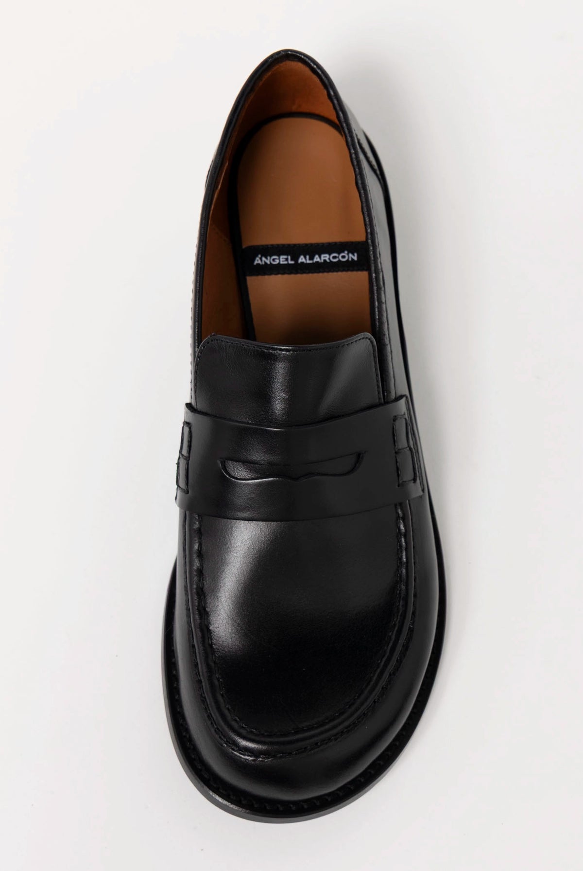 swatch_Black Leather louisa penny loafer flat shoes
