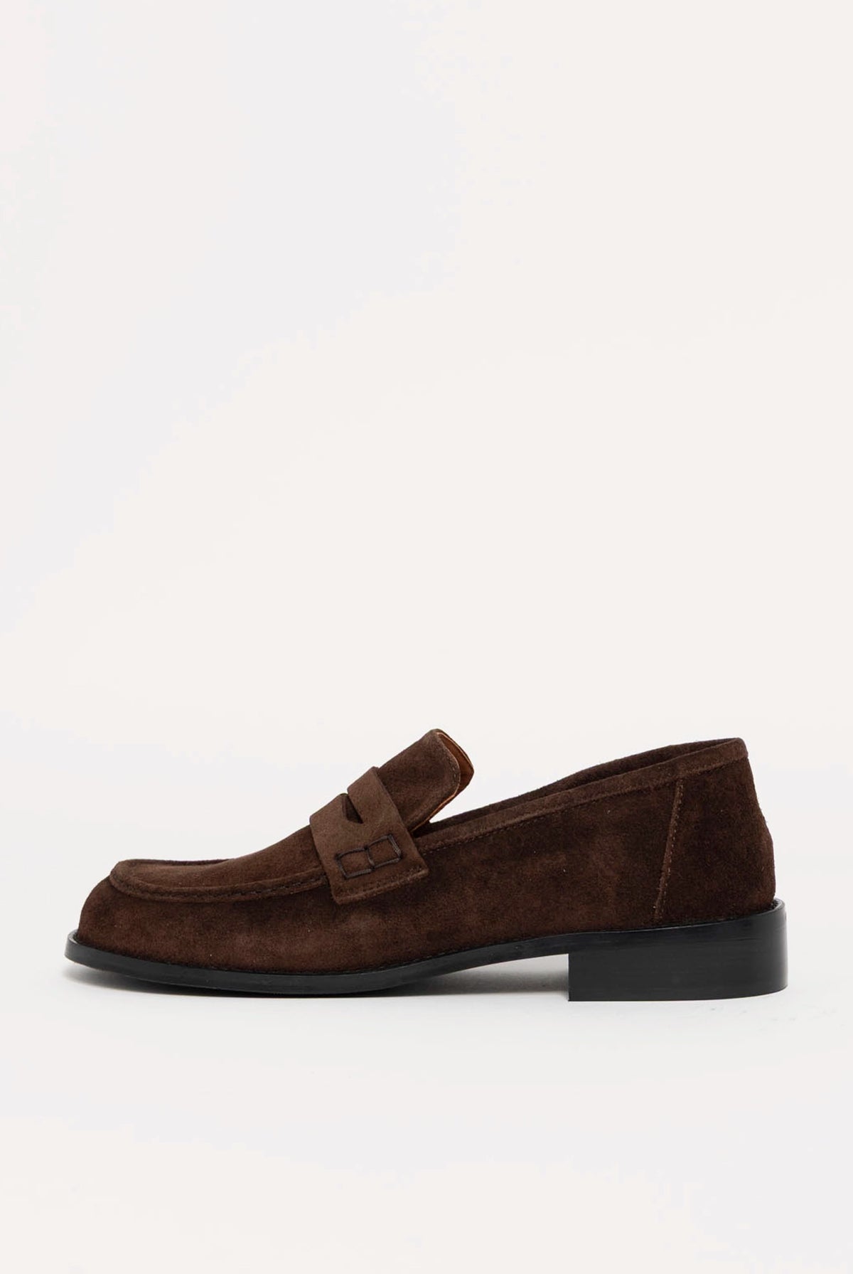 swatch_Chocolate Suede louisa penny loafer flat shoes