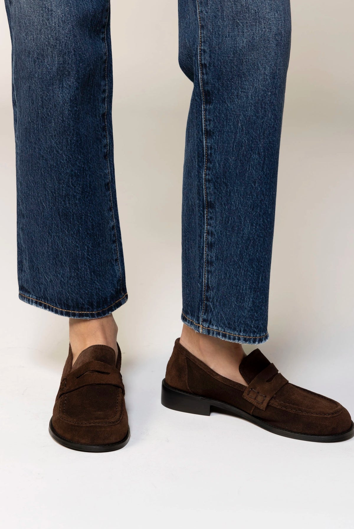 swatch_Chocolate Suede louisa penny loafer flat shoes