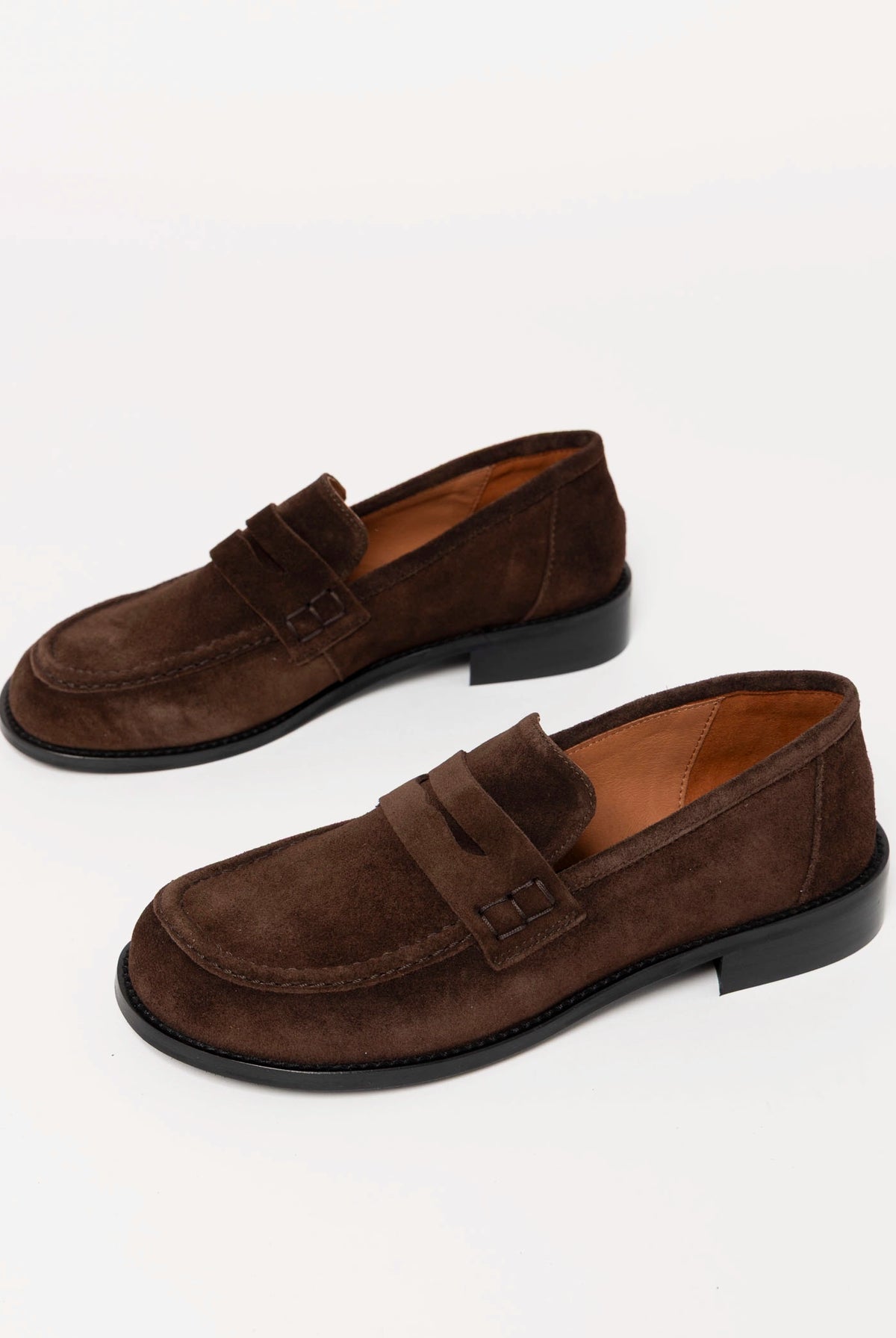 swatch_Chocolate Suede louisa penny loafer flat shoes