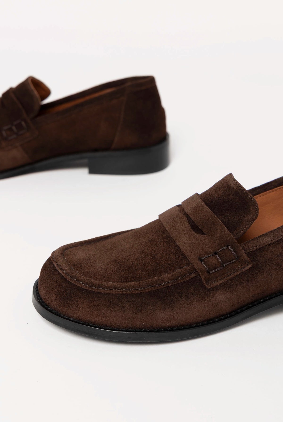 swatch_Chocolate Suede louisa penny loafer flat shoes