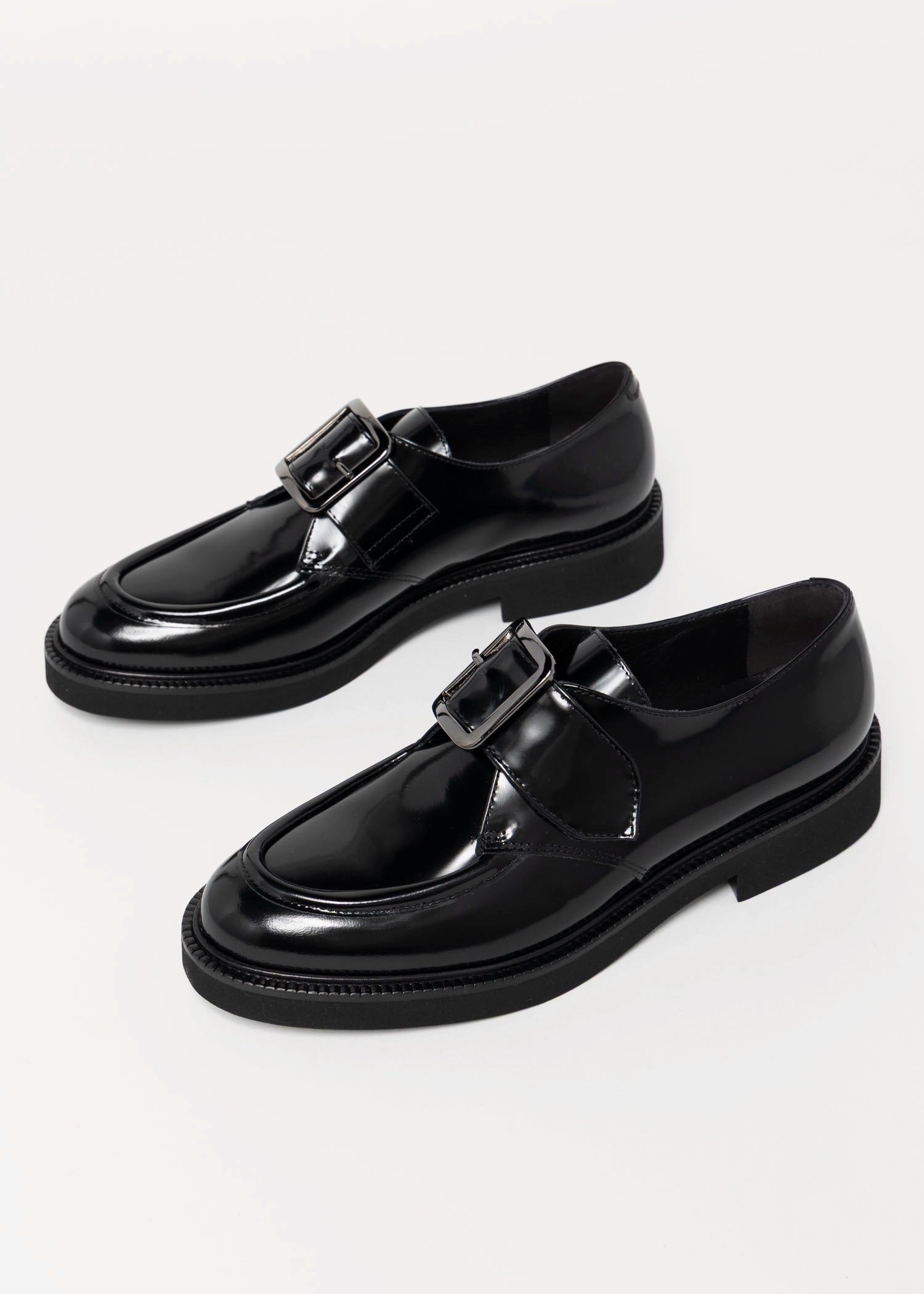 swatch_Black Leather l'idea single buckle loafer