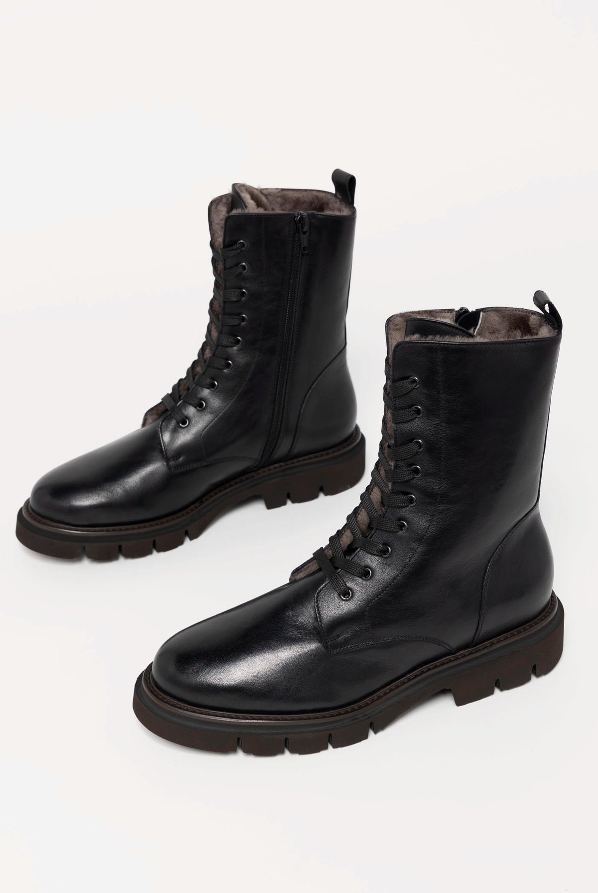 swatch_Black Leather l'idea waterproof combat boot