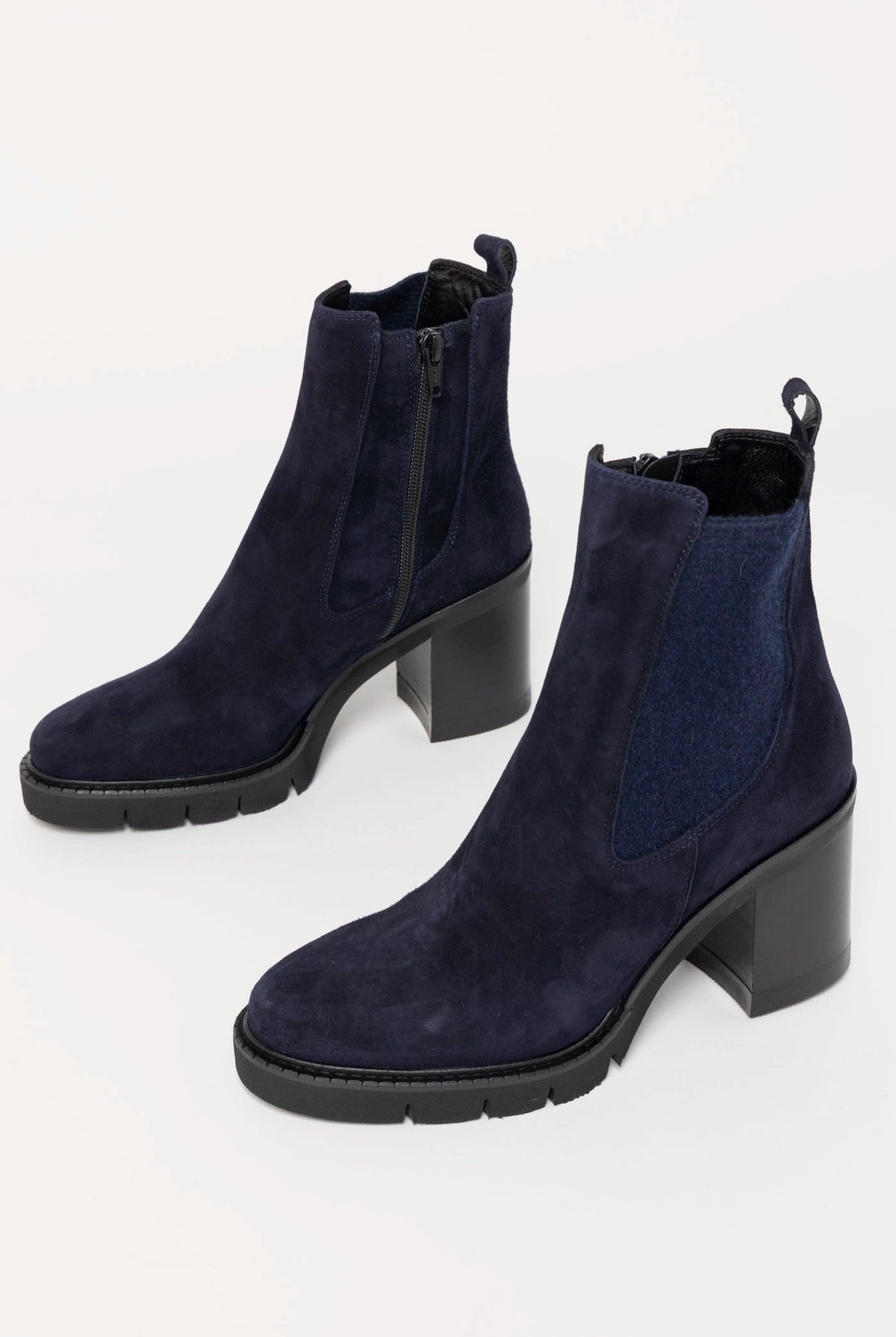 swatch_Navy Suede l'idea heeled chelsea boot