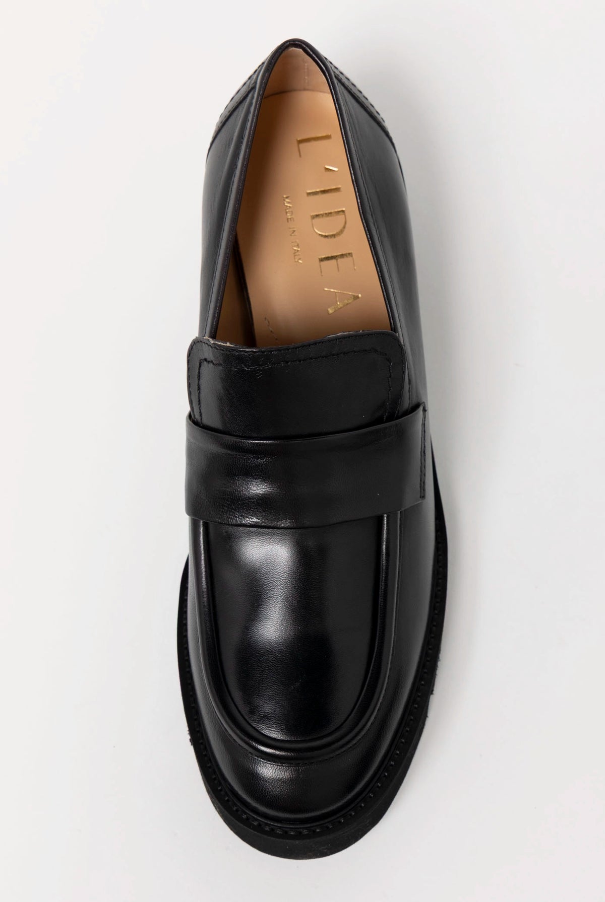 swatch_Black Leather l'idea heeled loafer