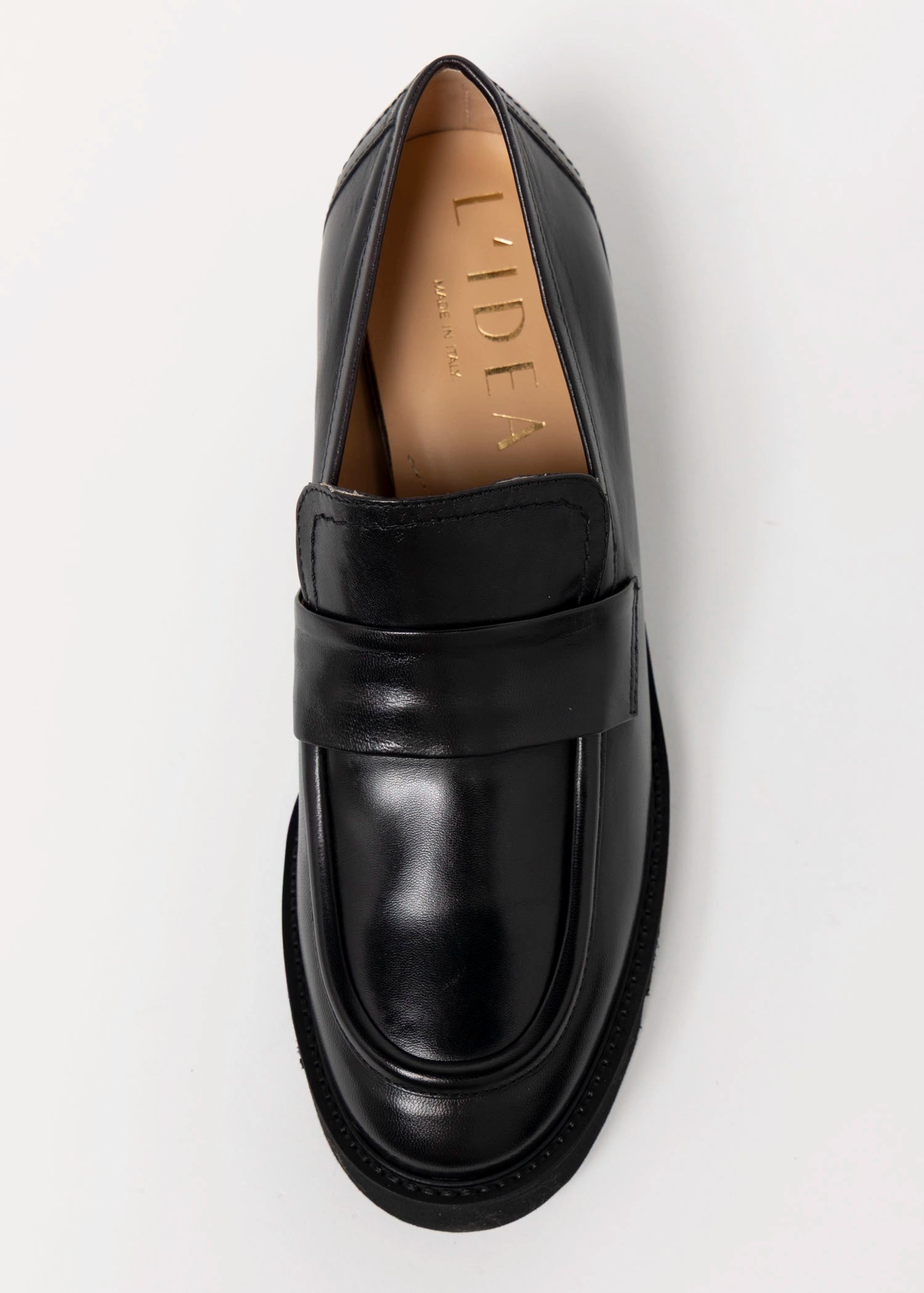 swatch_Black Leather l'idea heeled loafer